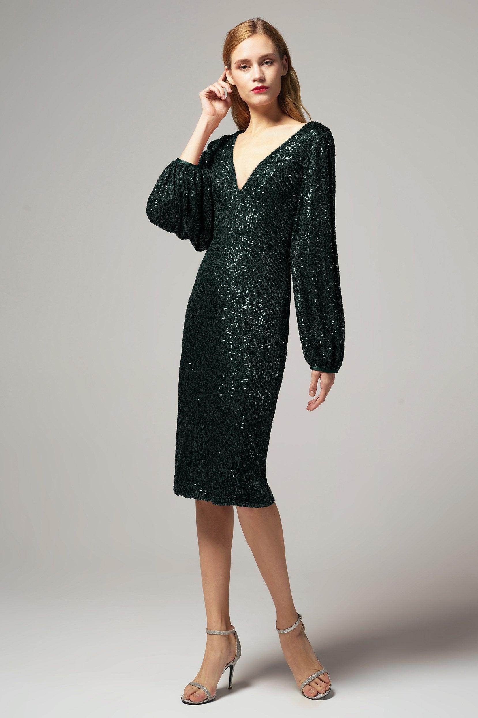 Sheath-Column Knee Length Sequined Dress CS0268