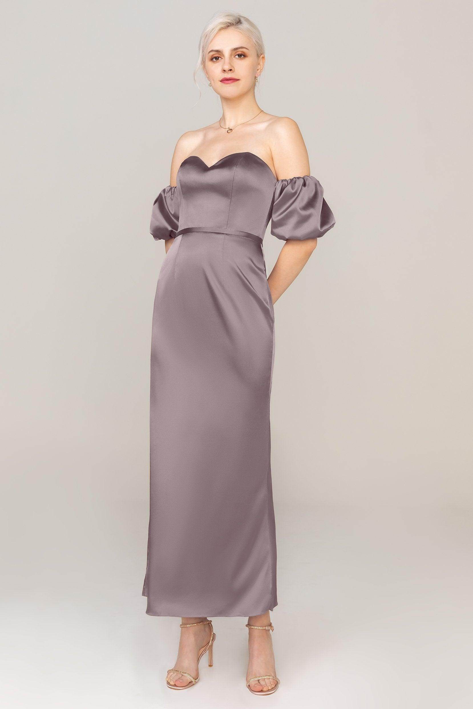 Sheath Ankle Length Luxe Satin Dress CS0306