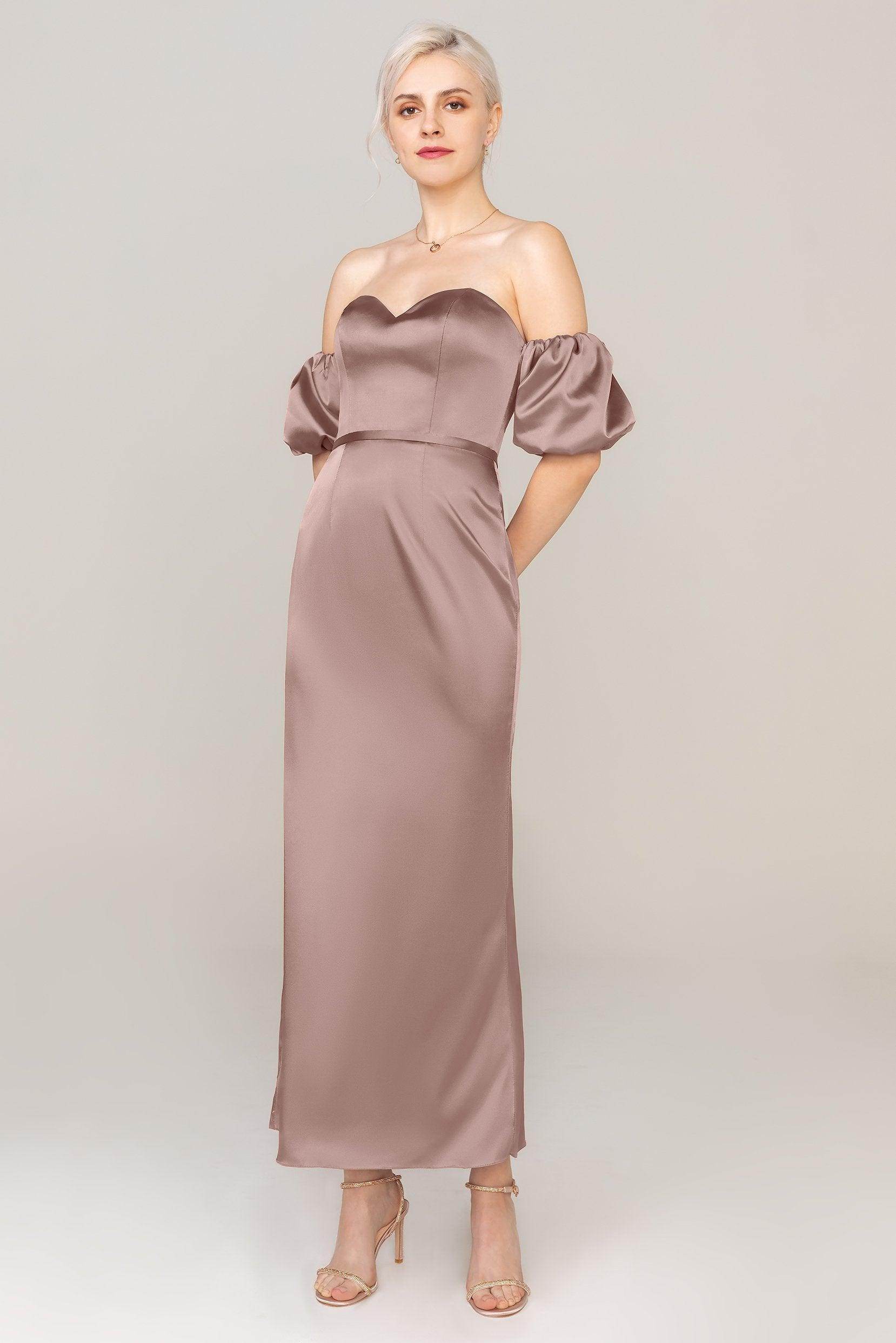 Sheath Ankle Length Luxe Satin Dress CS0306