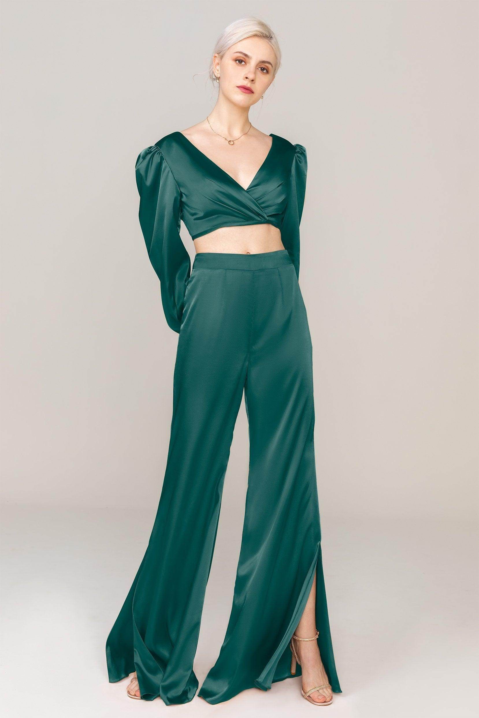 Two-Piece Floor Length Luxe Satin Dress CS0308