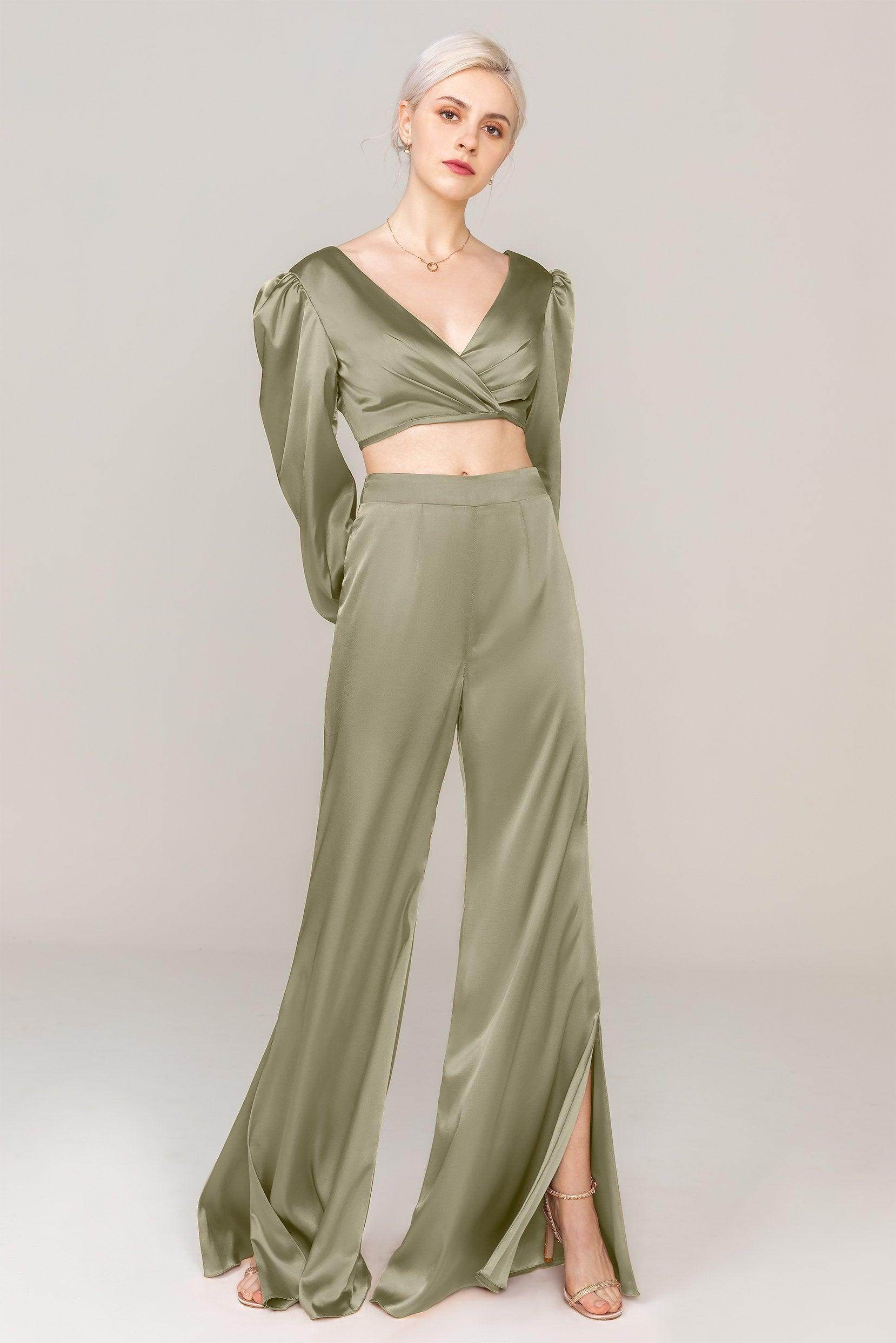 Two-Piece Floor Length Luxe Satin Dress CS0308