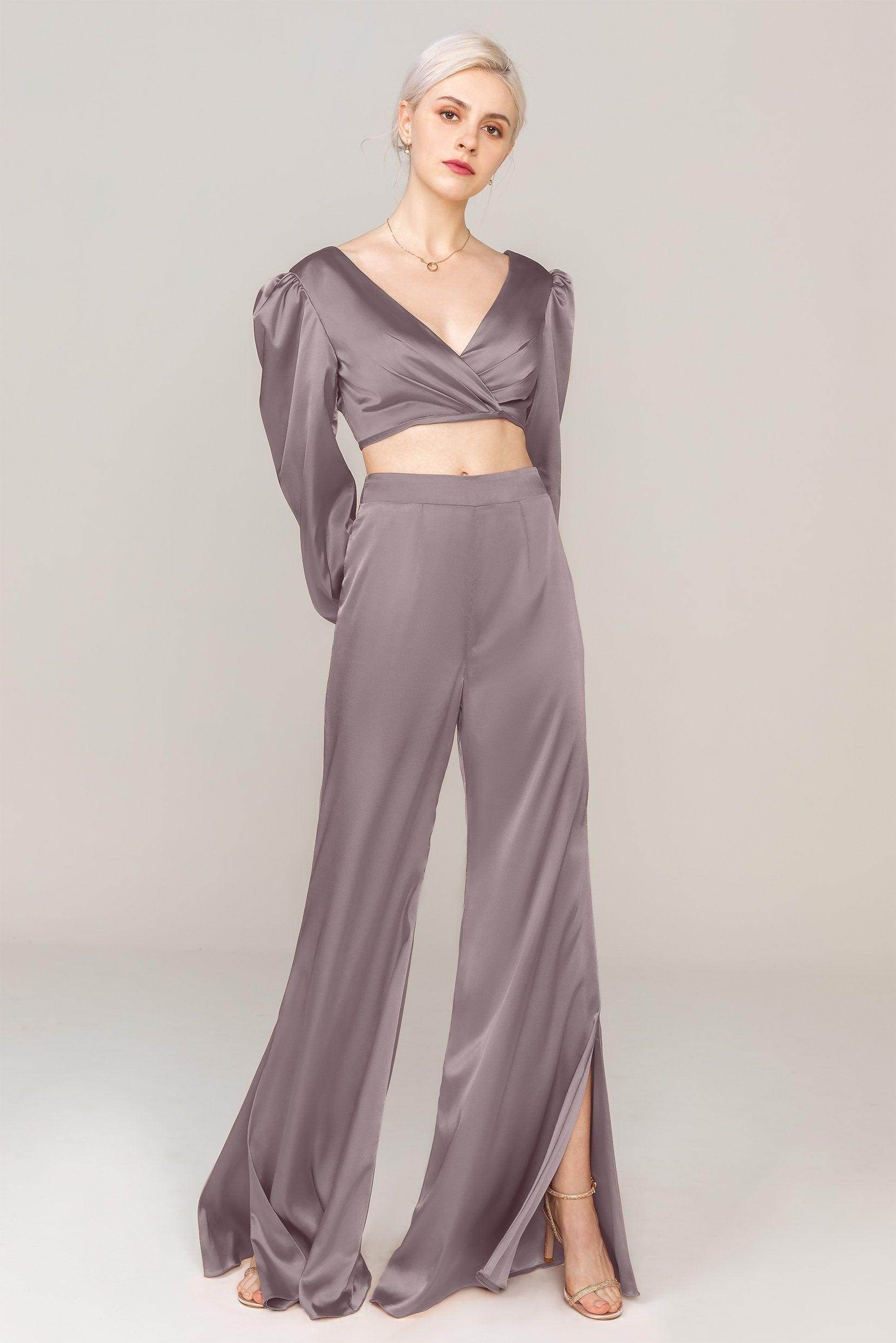 Two-Piece Floor Length Luxe Satin Dress CS0308