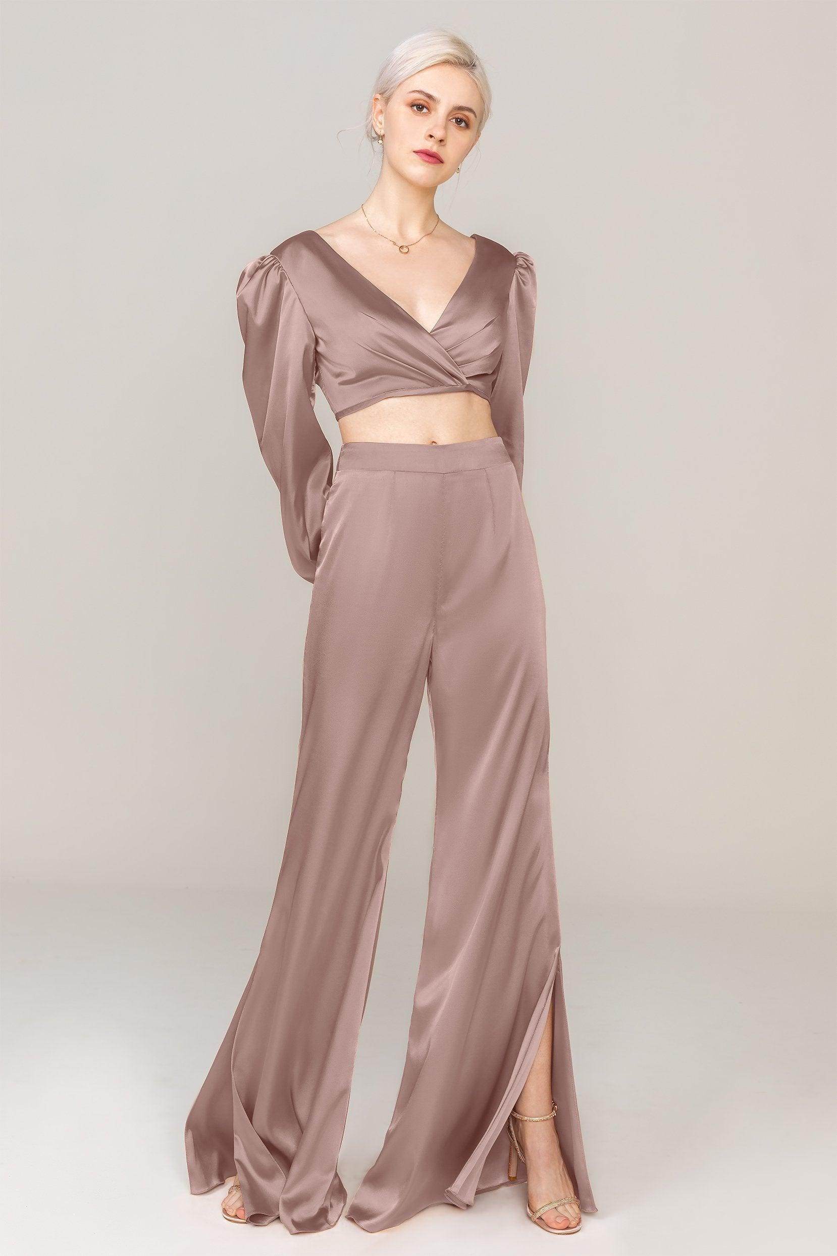 Two-Piece Floor Length Luxe Satin Dress CS0308