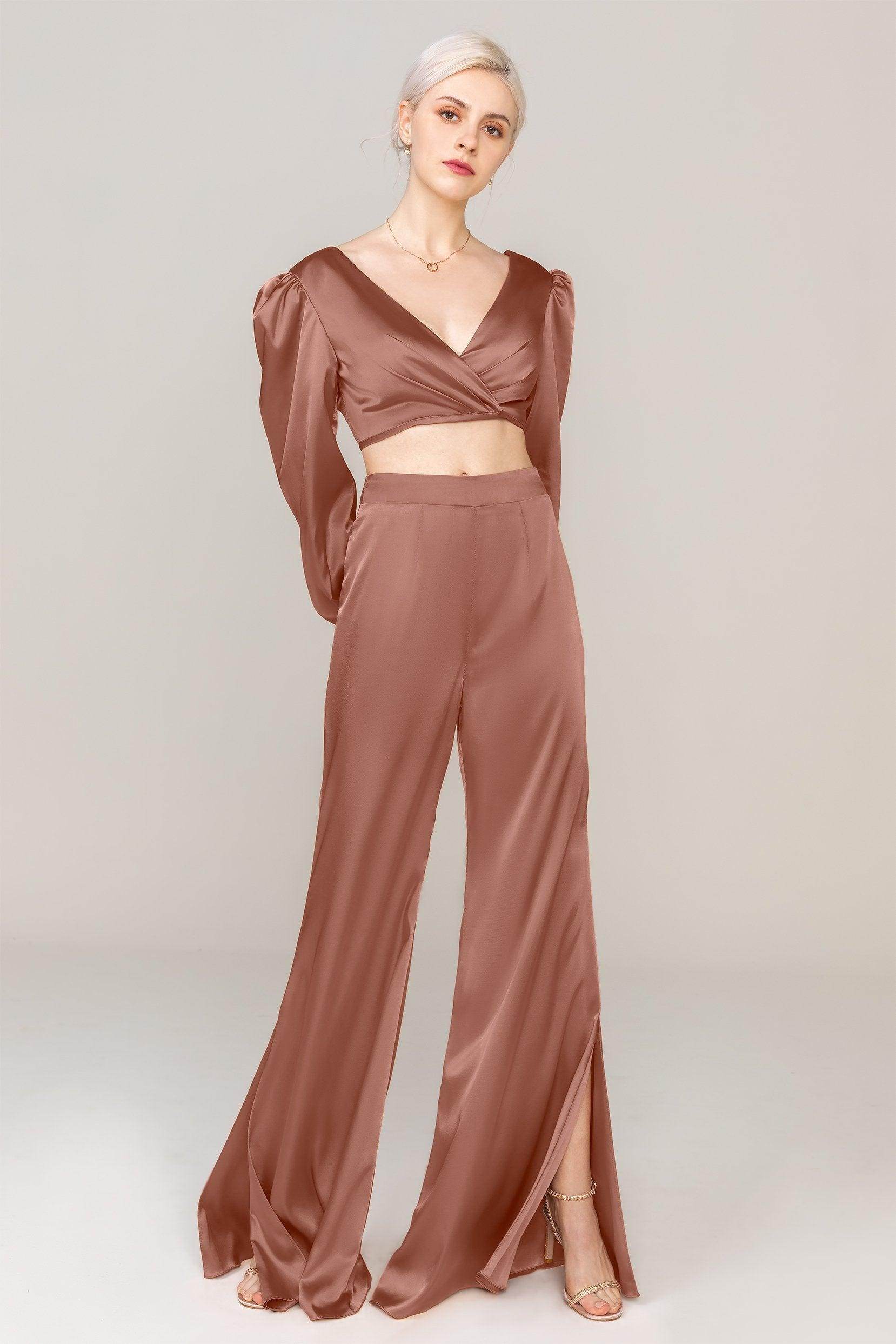 Two-Piece Floor Length Luxe Satin Dress CS0308