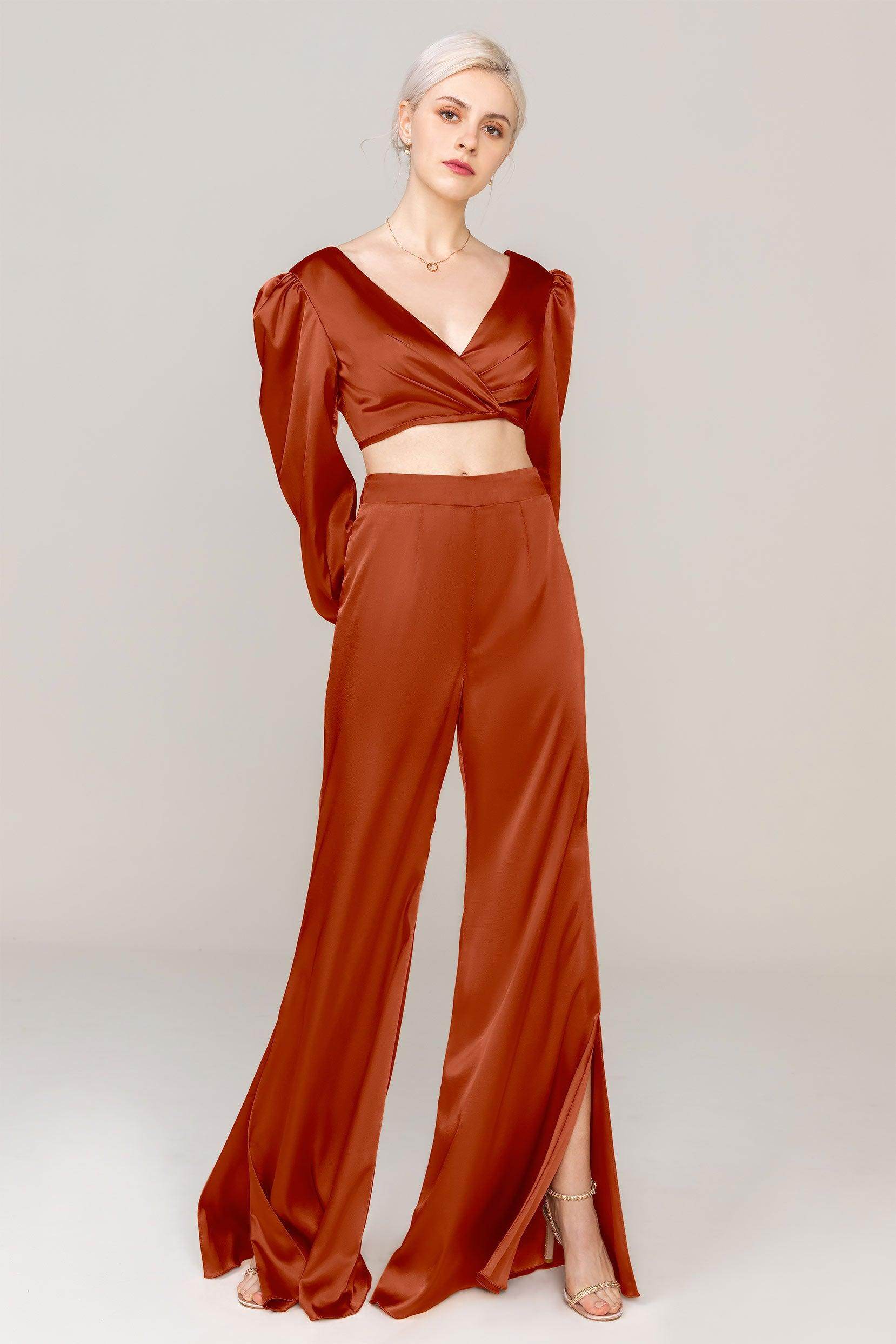 Two-Piece Floor Length Luxe Satin Dress CS0308