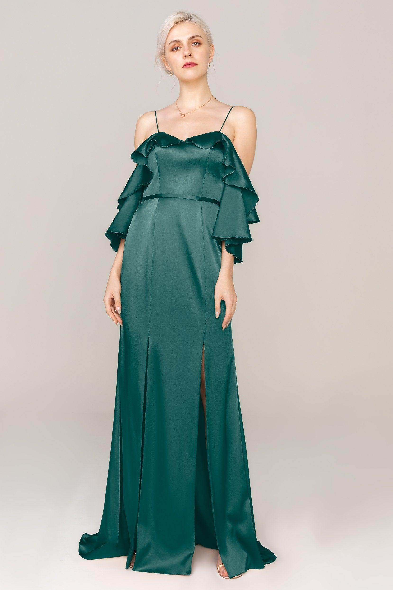 Sheath Sweep Train Luxe Satin Dress CS0310