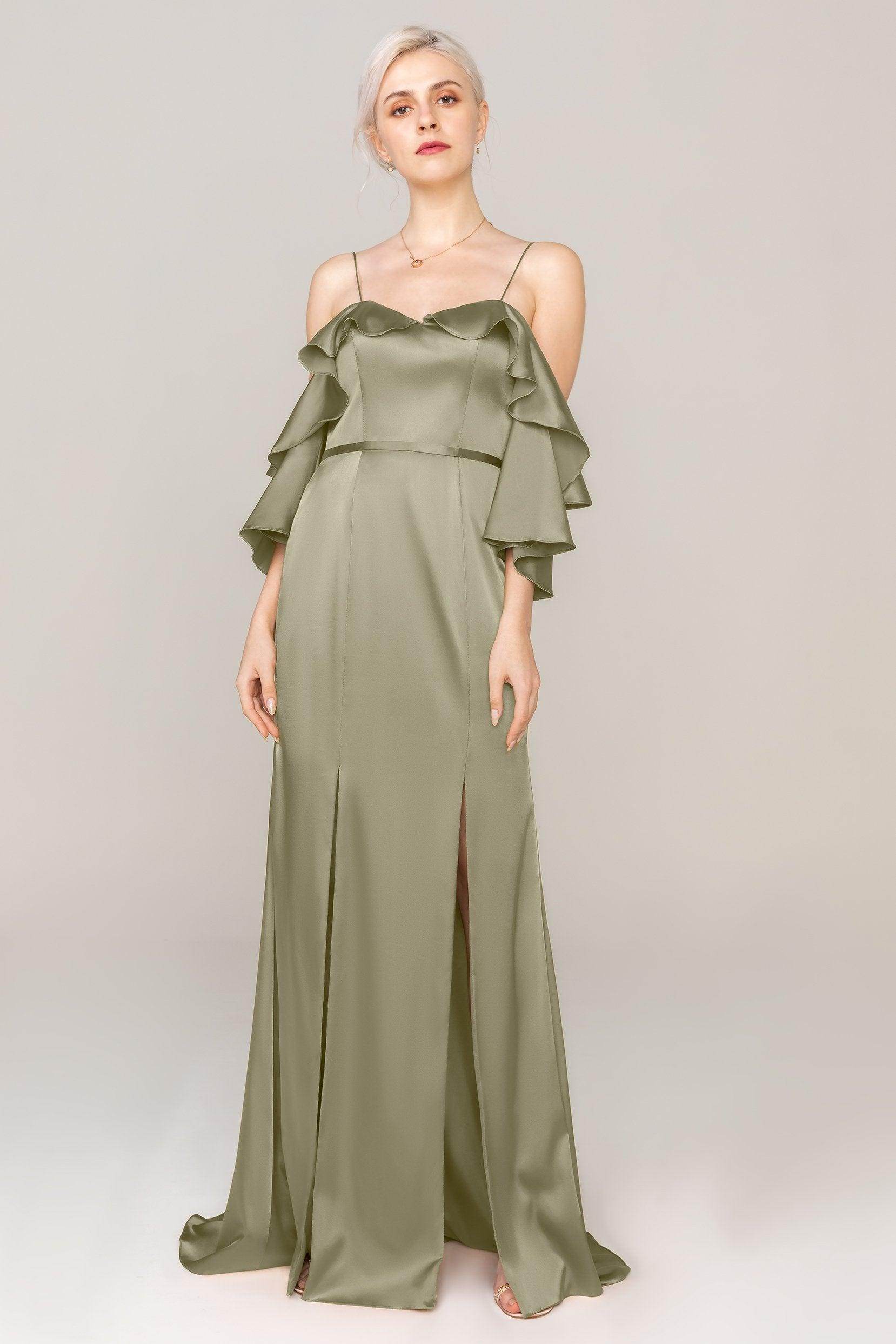 Sheath Sweep Train Luxe Satin Dress CS0310
