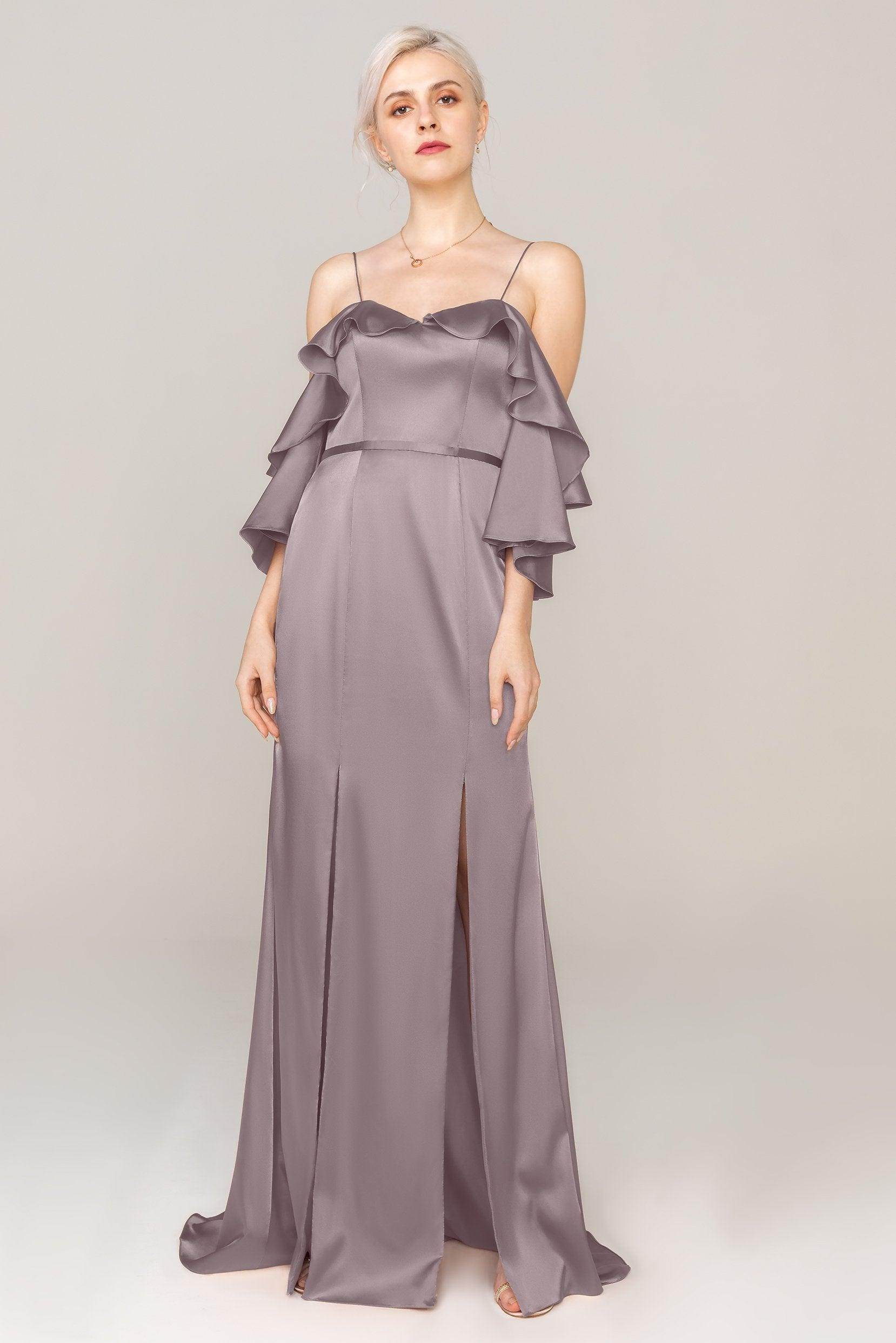 Sheath Sweep Train Luxe Satin Dress CS0310
