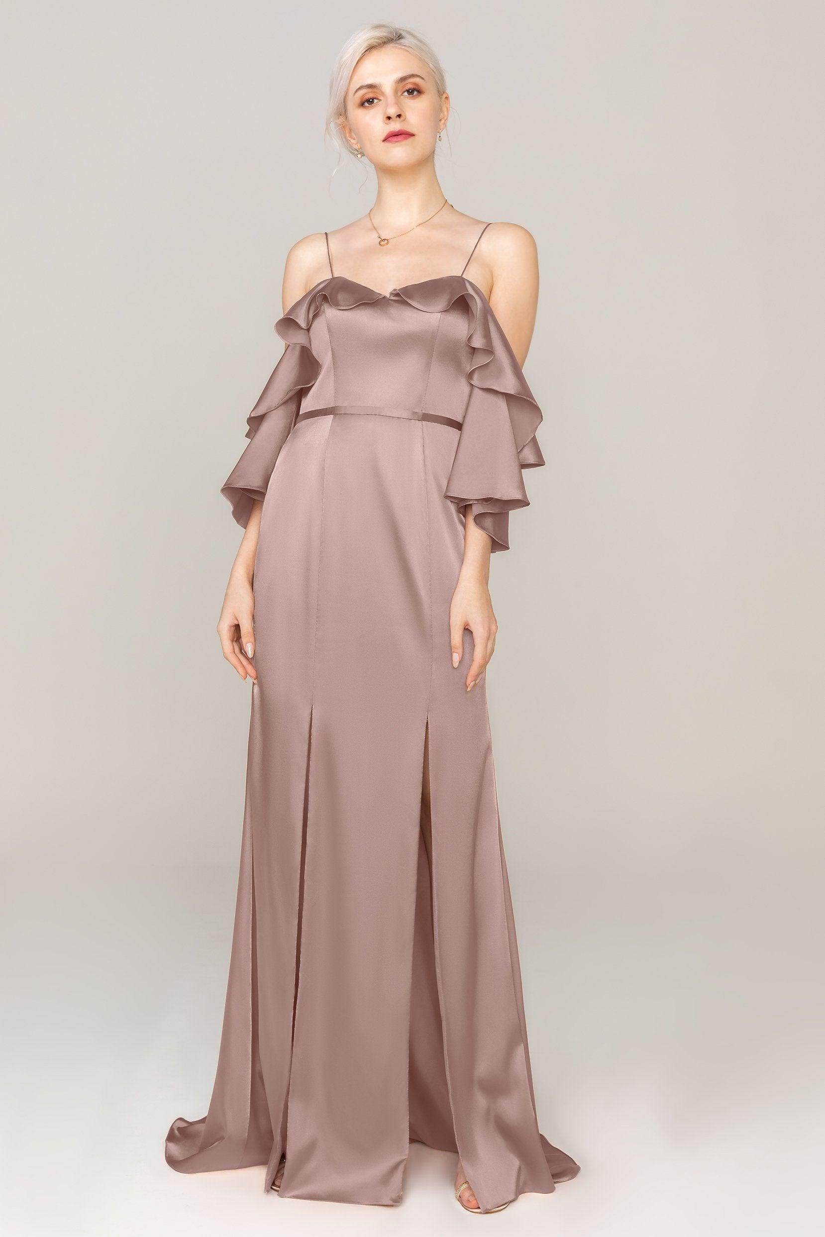Sheath Sweep Train Luxe Satin Dress CS0310