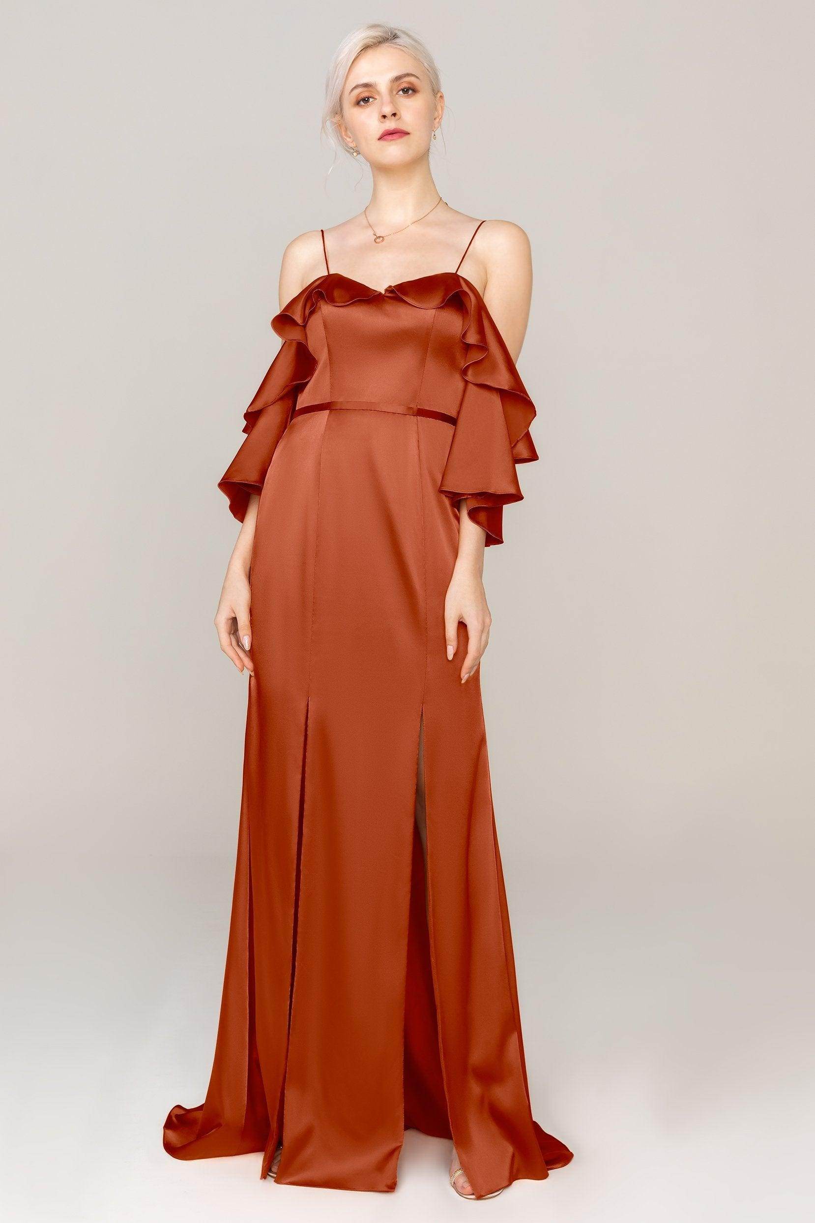 Sheath Sweep Train Luxe Satin Dress CS0310