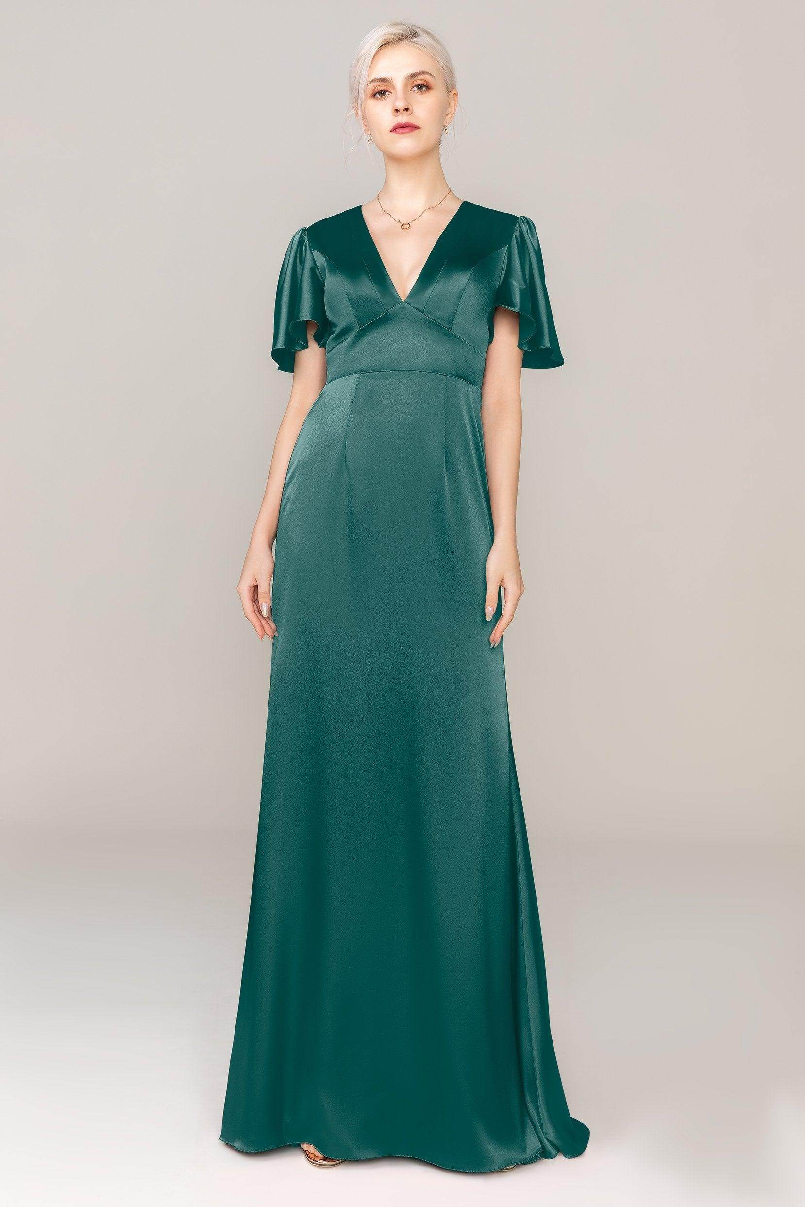 Sheath Sweep Train Luxe Satin Dress CS0312