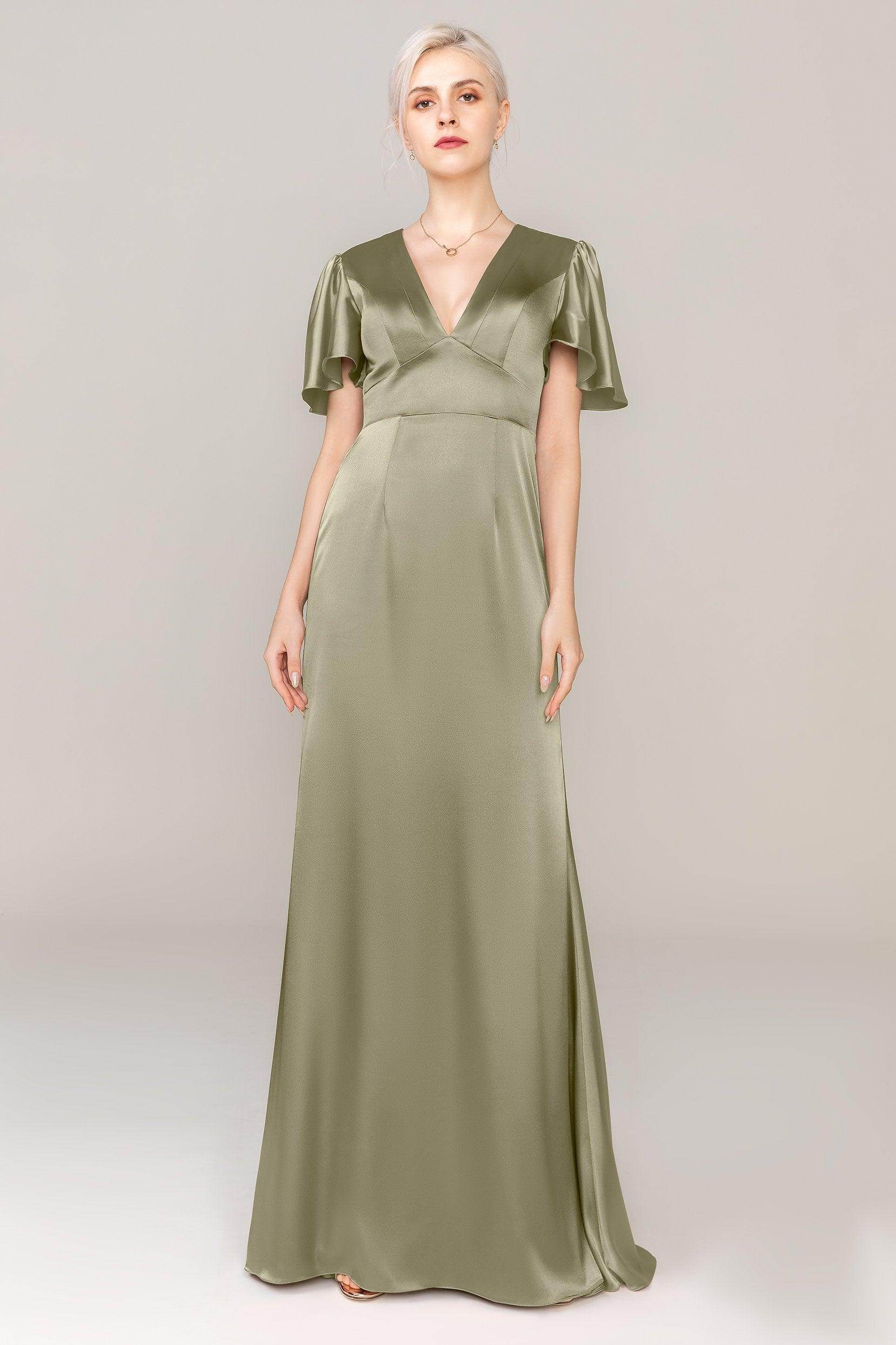 Sheath Sweep Train Luxe Satin Dress CS0312