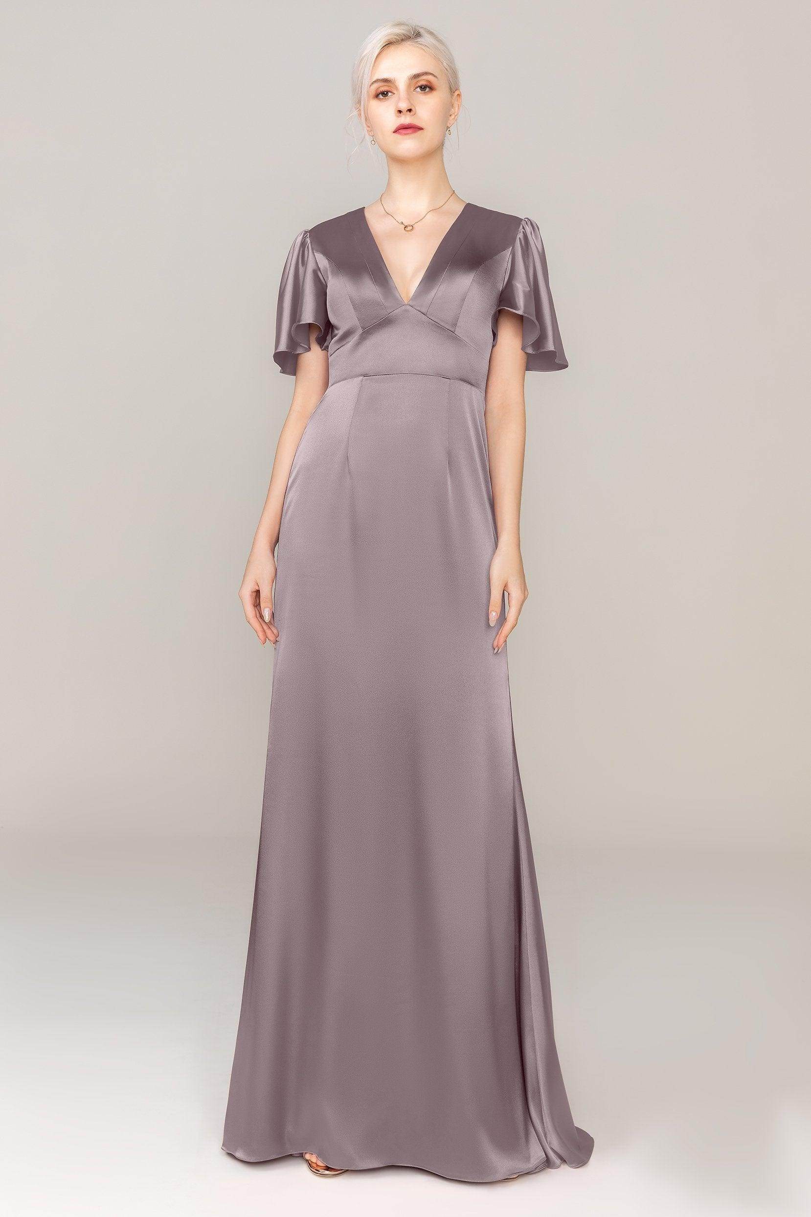 Sheath Sweep Train Luxe Satin Dress CS0312