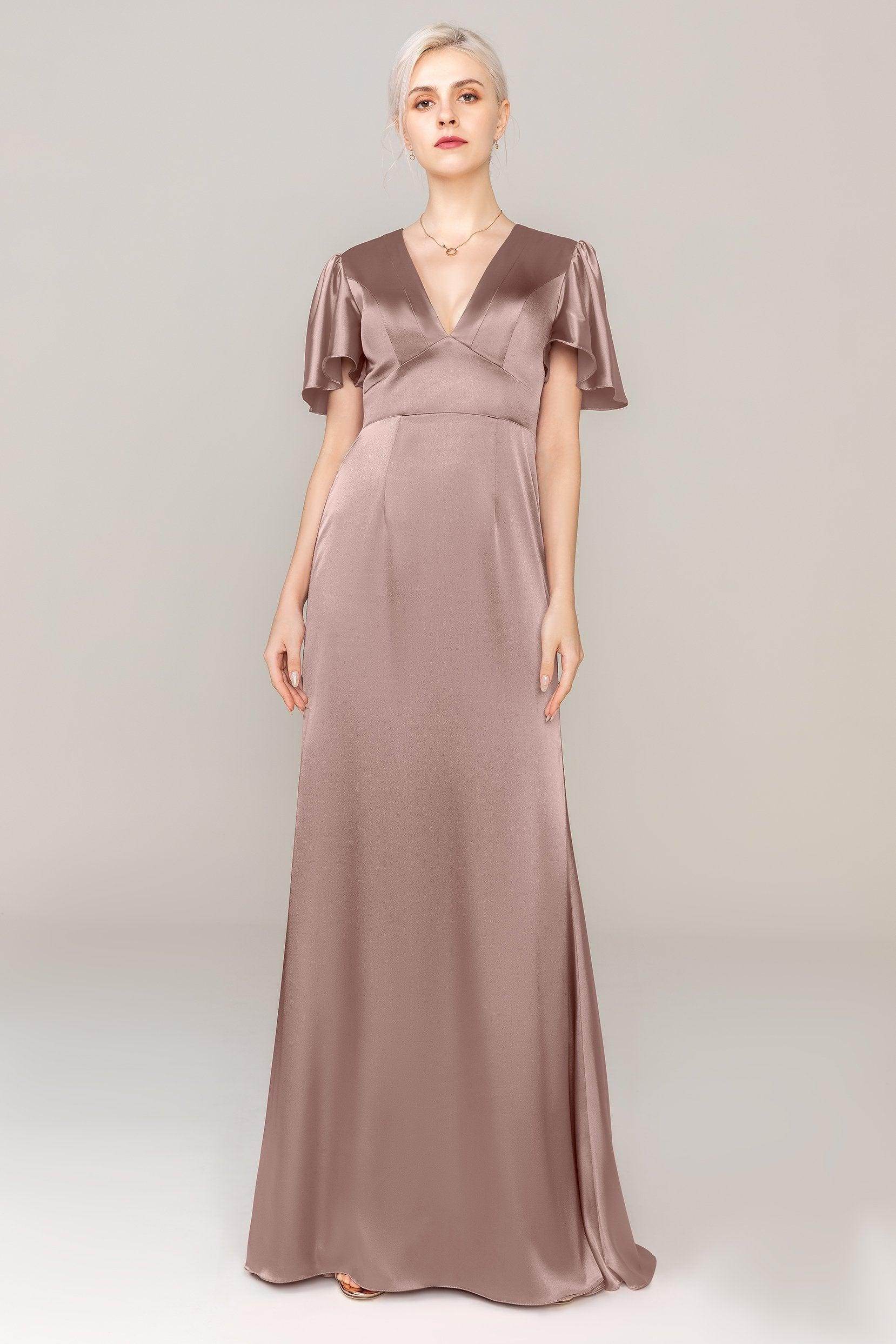 Sheath Sweep Train Luxe Satin Dress CS0312