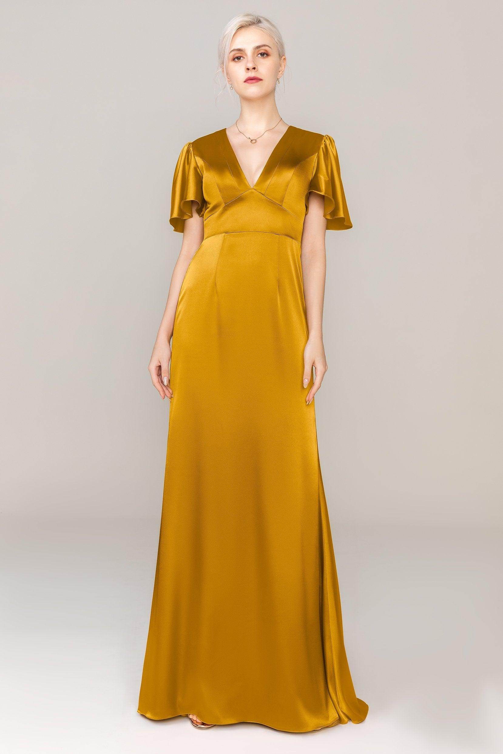 Sheath Sweep Train Luxe Satin Dress CS0312