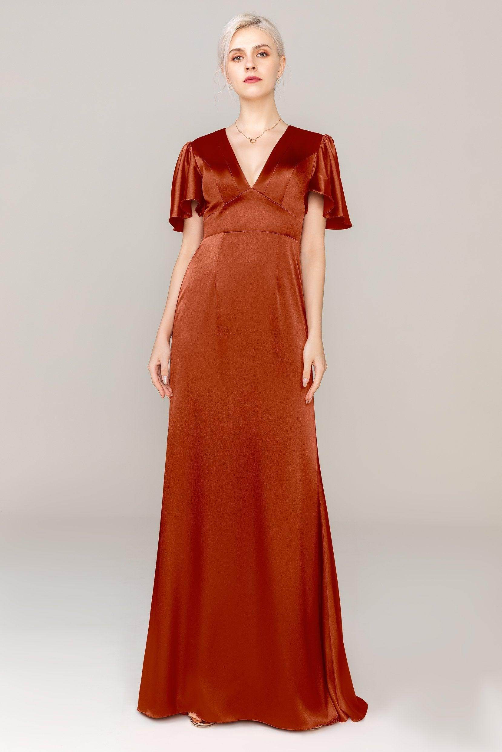 Sheath Sweep Train Luxe Satin Dress CS0312