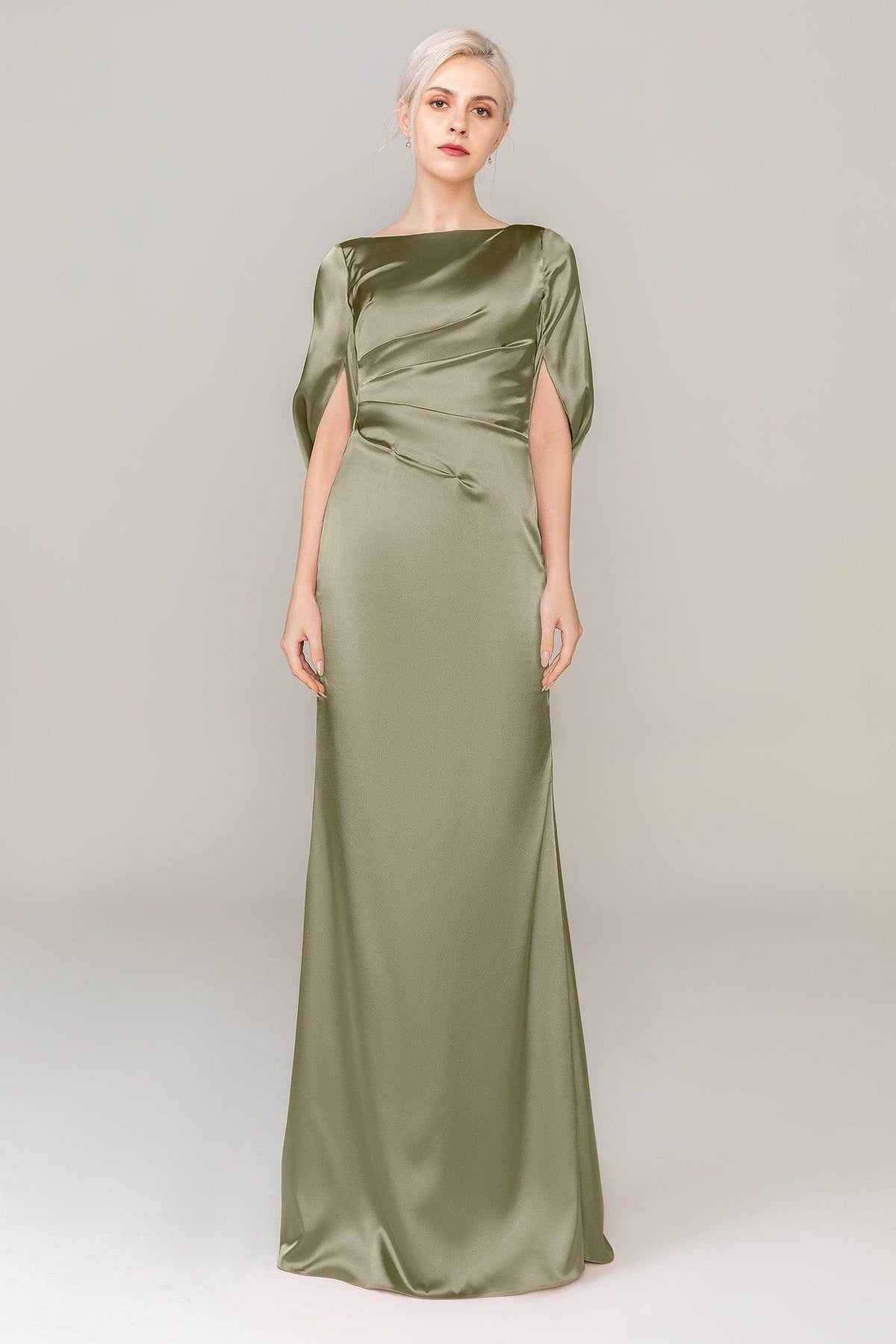Sheath Sweep Train Luxe Satin Dress CS0314