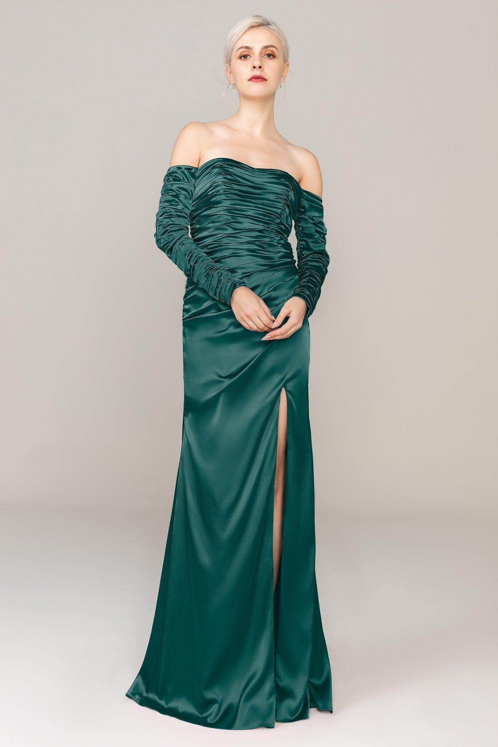 Sheath Sweep Train Luxe Satin Dress CS0316