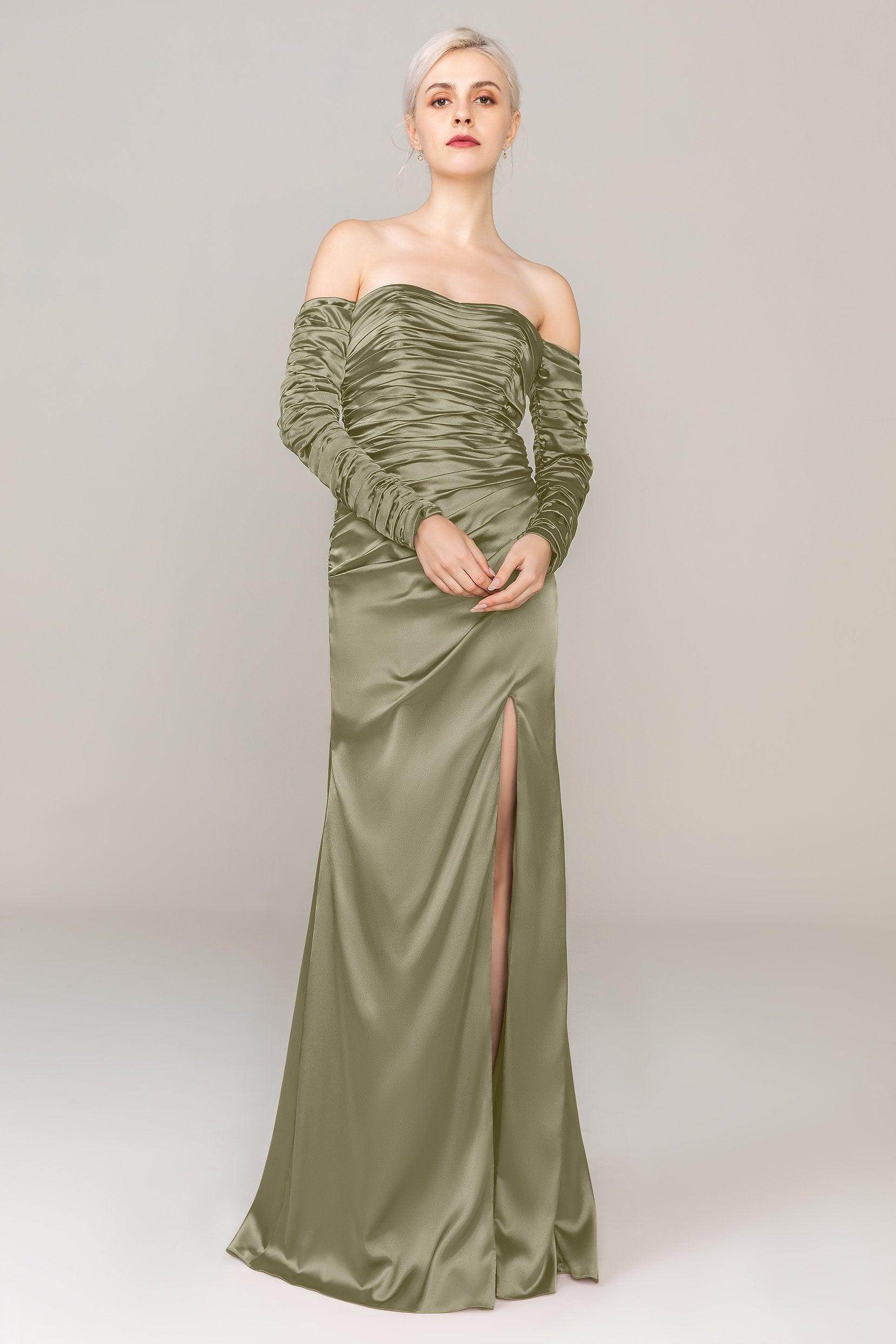 Sheath Sweep Train Luxe Satin Dress CS0316