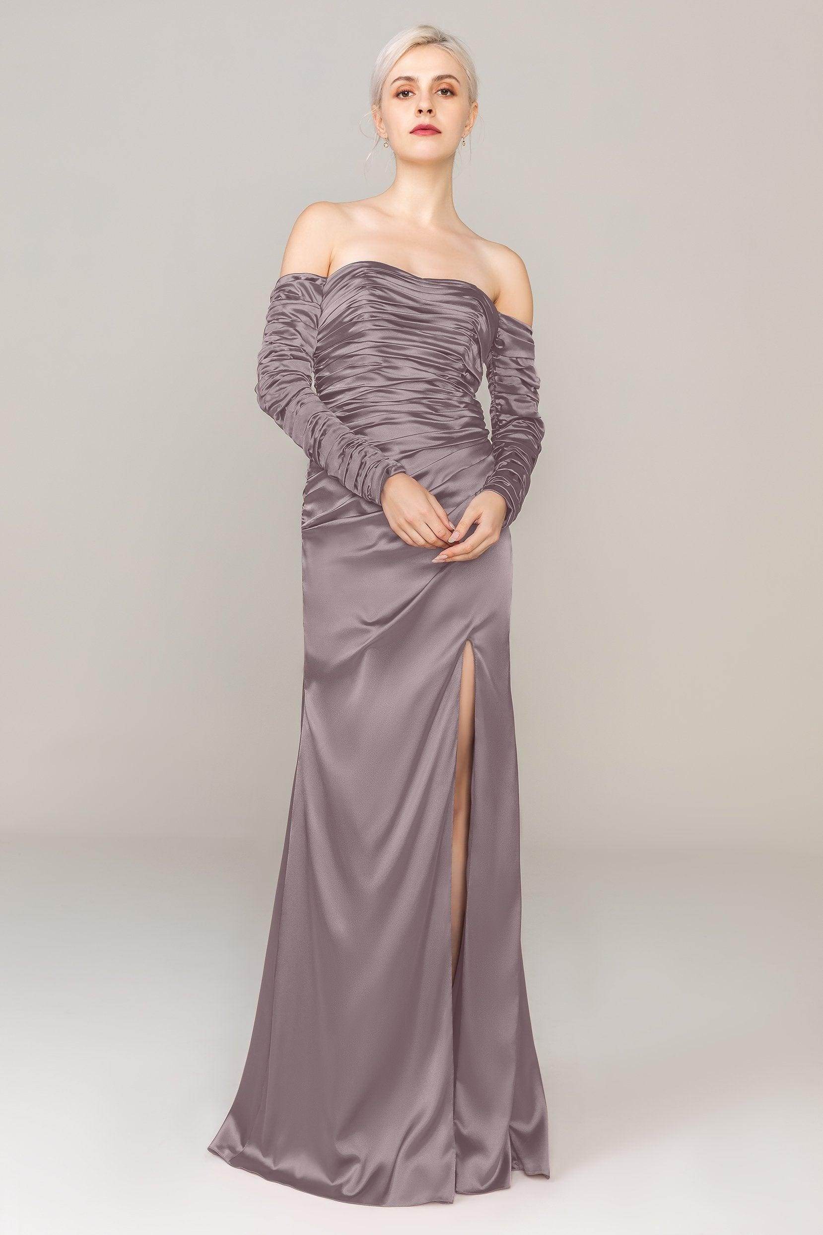 Sheath Sweep Train Luxe Satin Dress CS0316