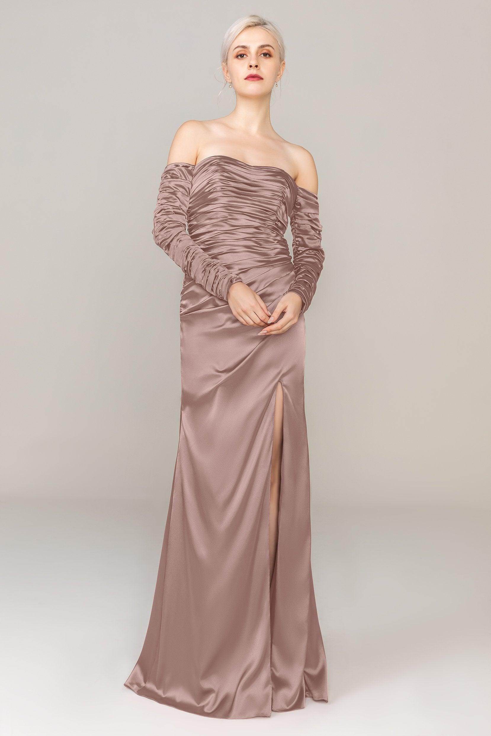 Sheath Sweep Train Luxe Satin Dress CS0316