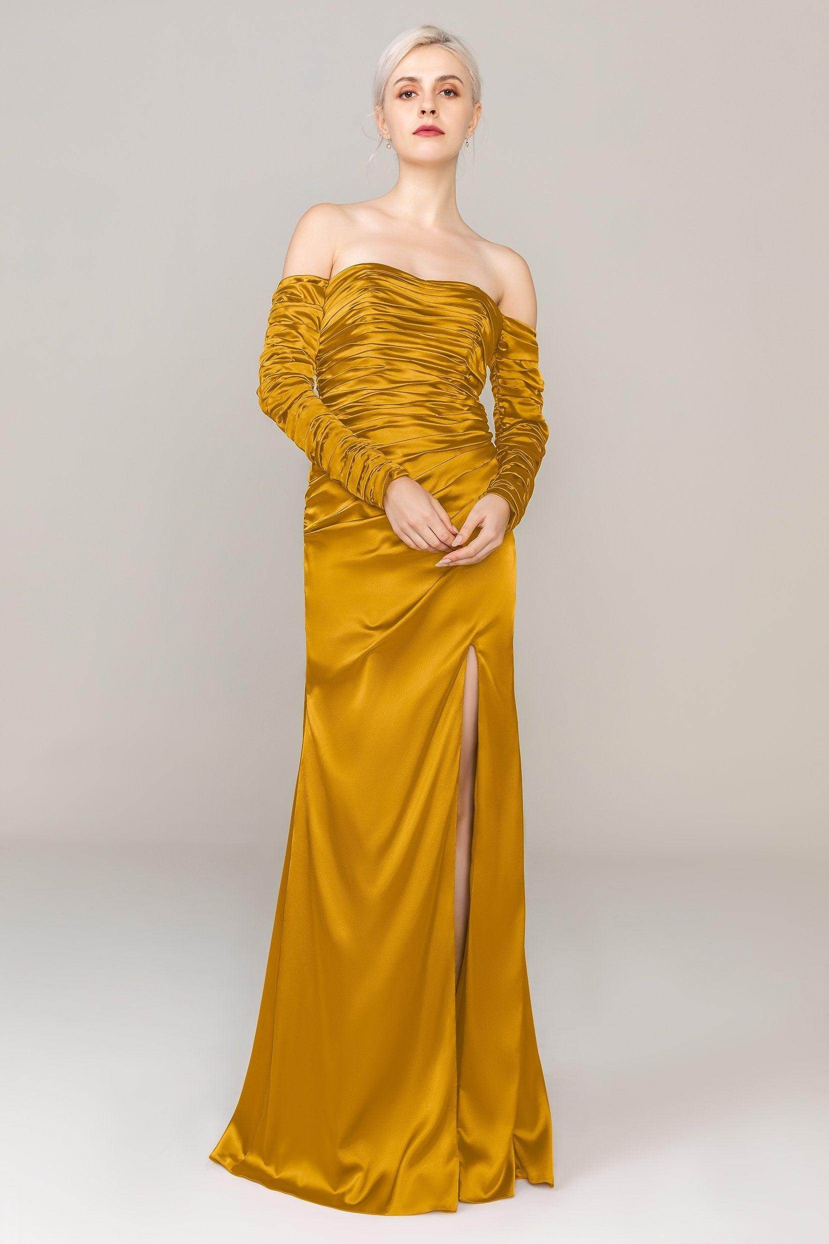 Sheath Sweep Train Luxe Satin Dress CS0316