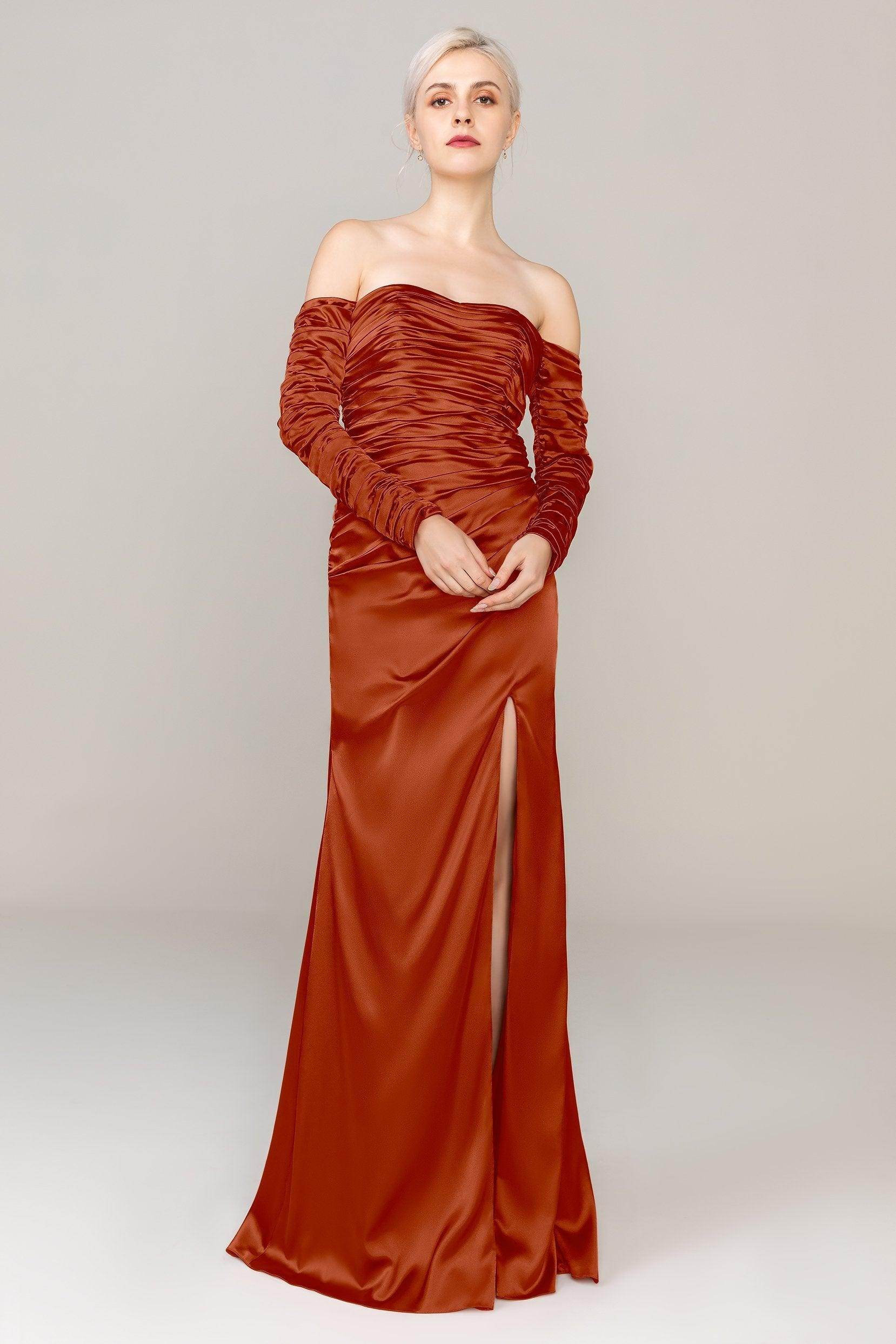 Sheath Sweep Train Luxe Satin Dress CS0316