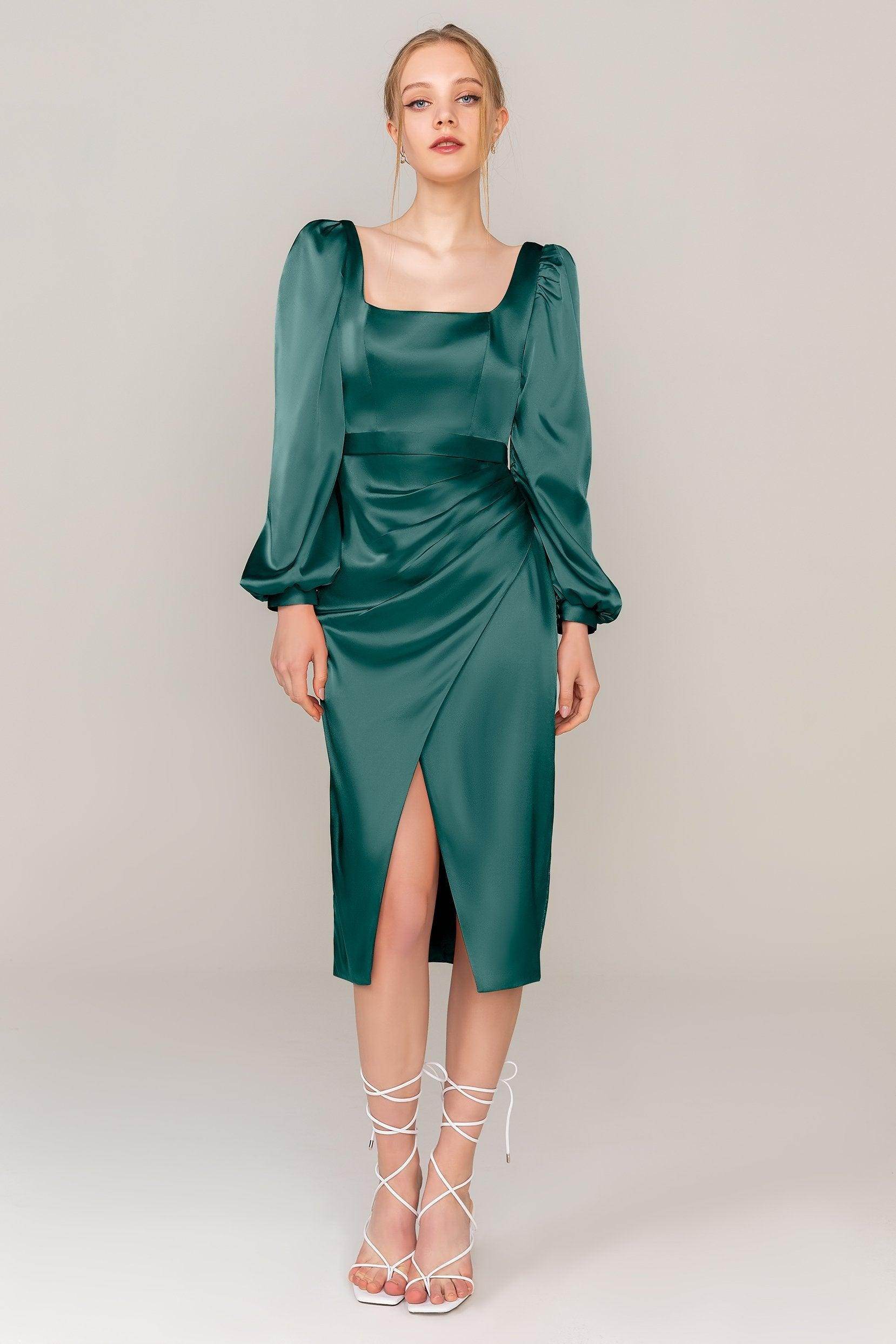 Sheath Knee Length Luxe Satin Dress CS0318