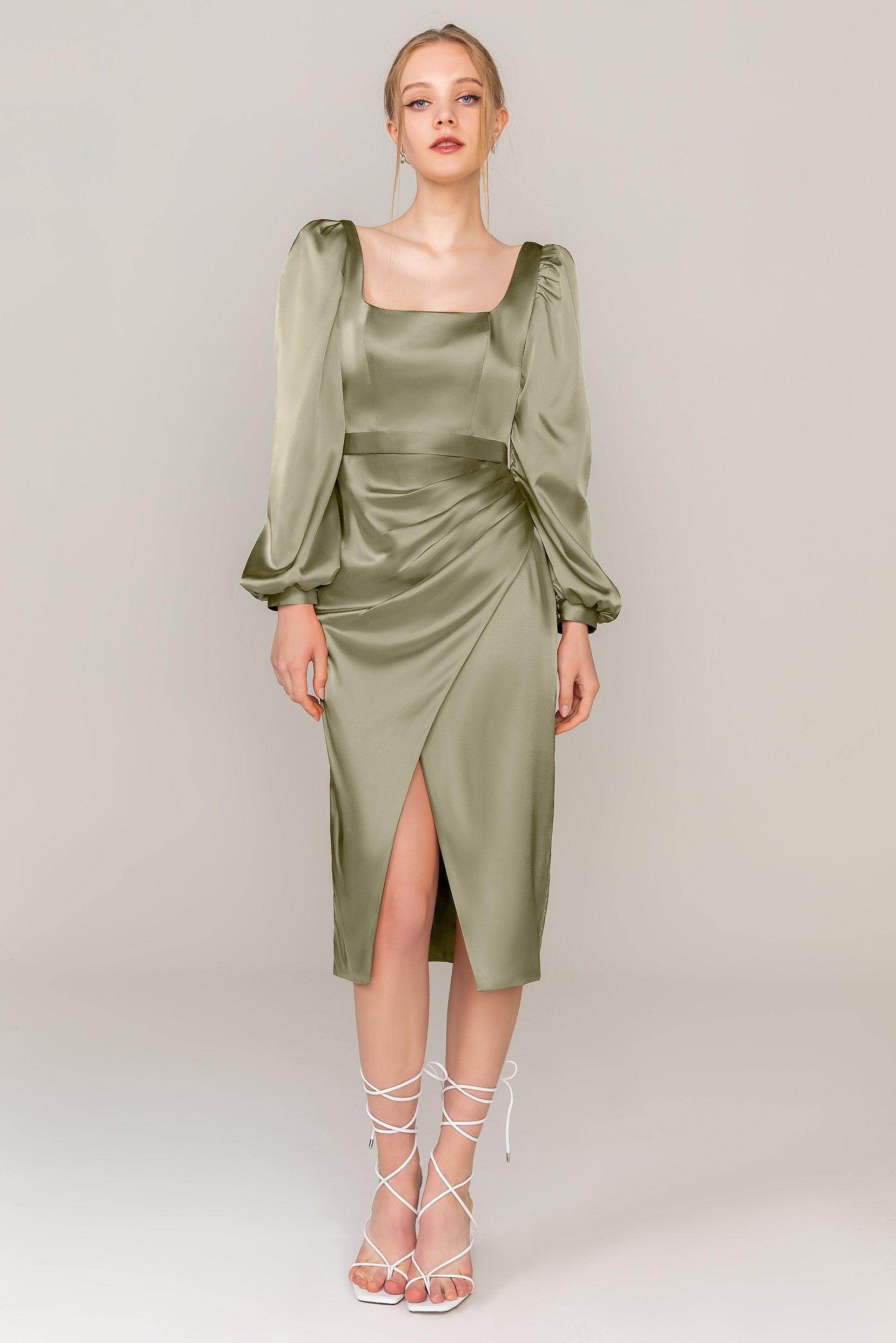 Sheath Knee Length Luxe Satin Dress CS0318