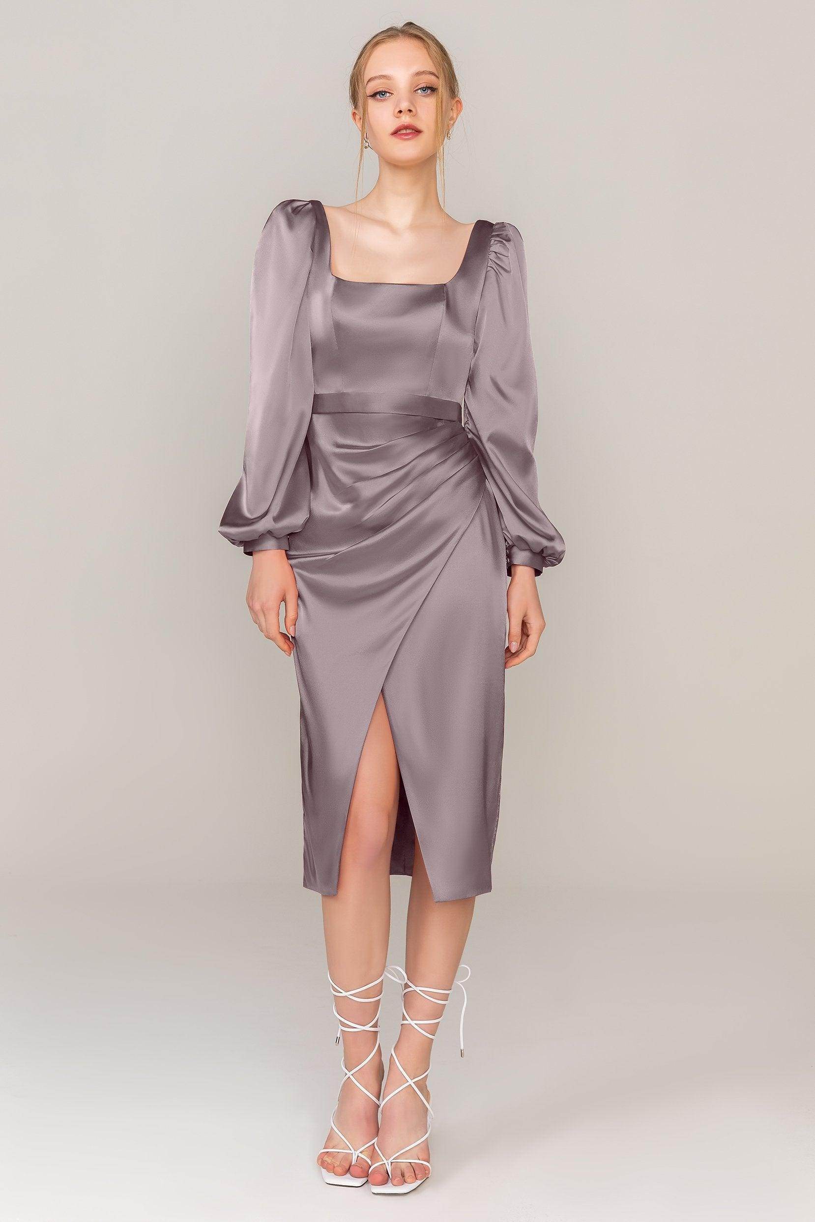 Sheath Knee Length Luxe Satin Dress CS0318