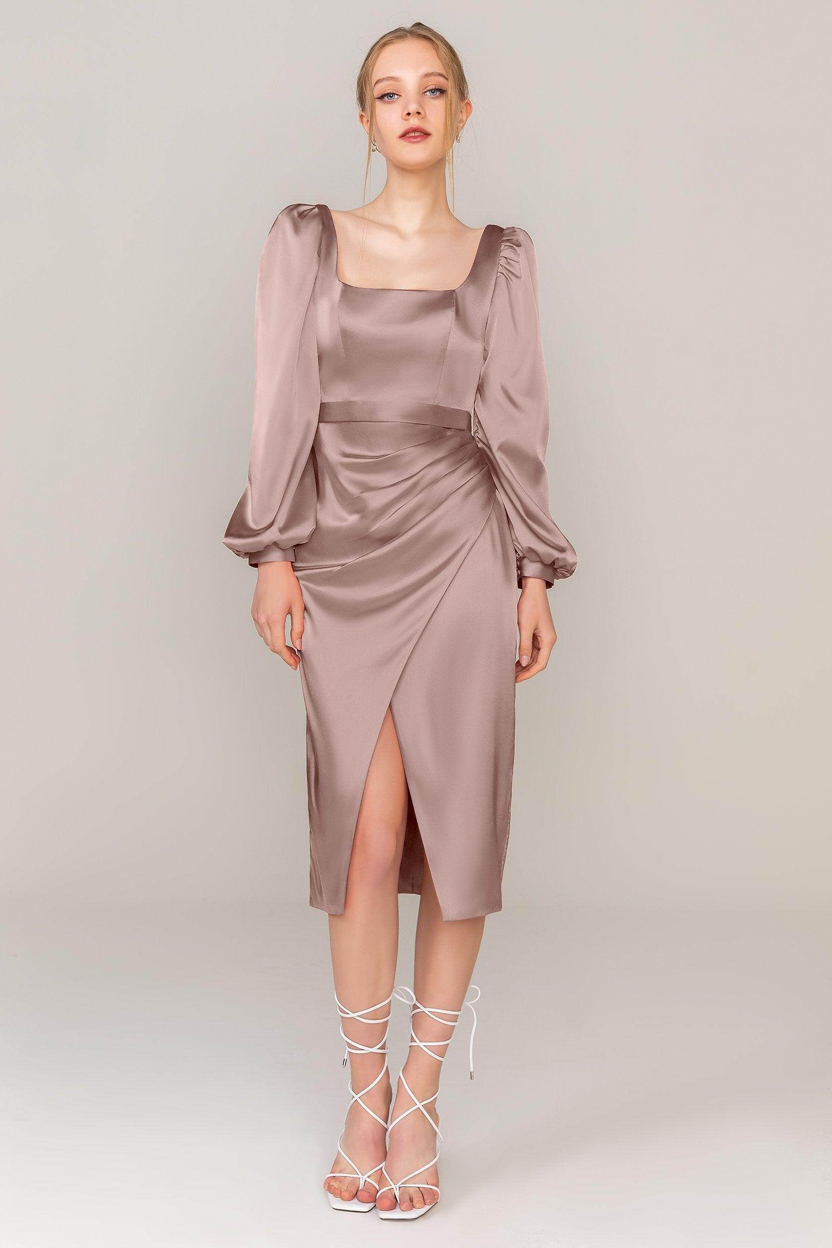 Sheath Knee Length Luxe Satin Dress CS0318