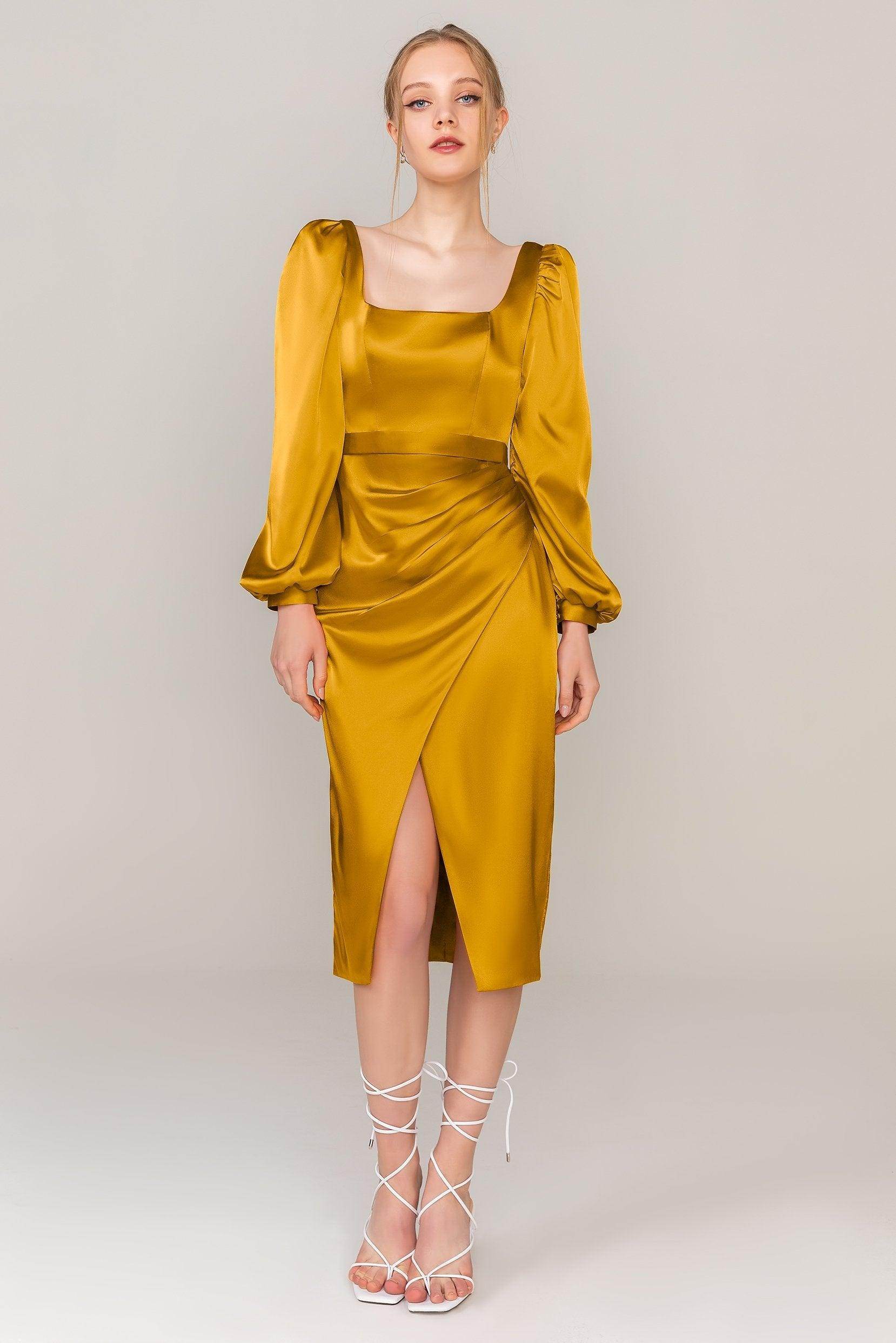Sheath Knee Length Luxe Satin Dress CS0318