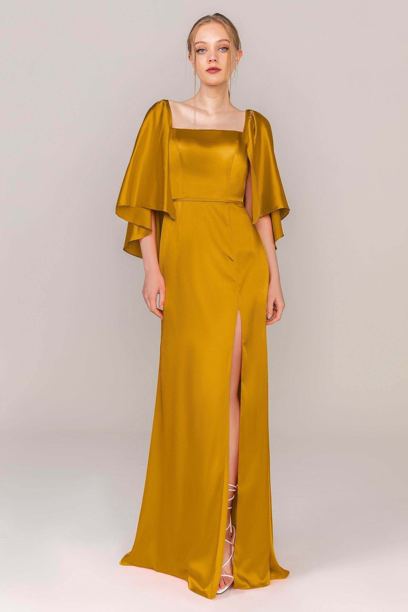 Sheath Sweep Train Luxe Satin Dress CS0320