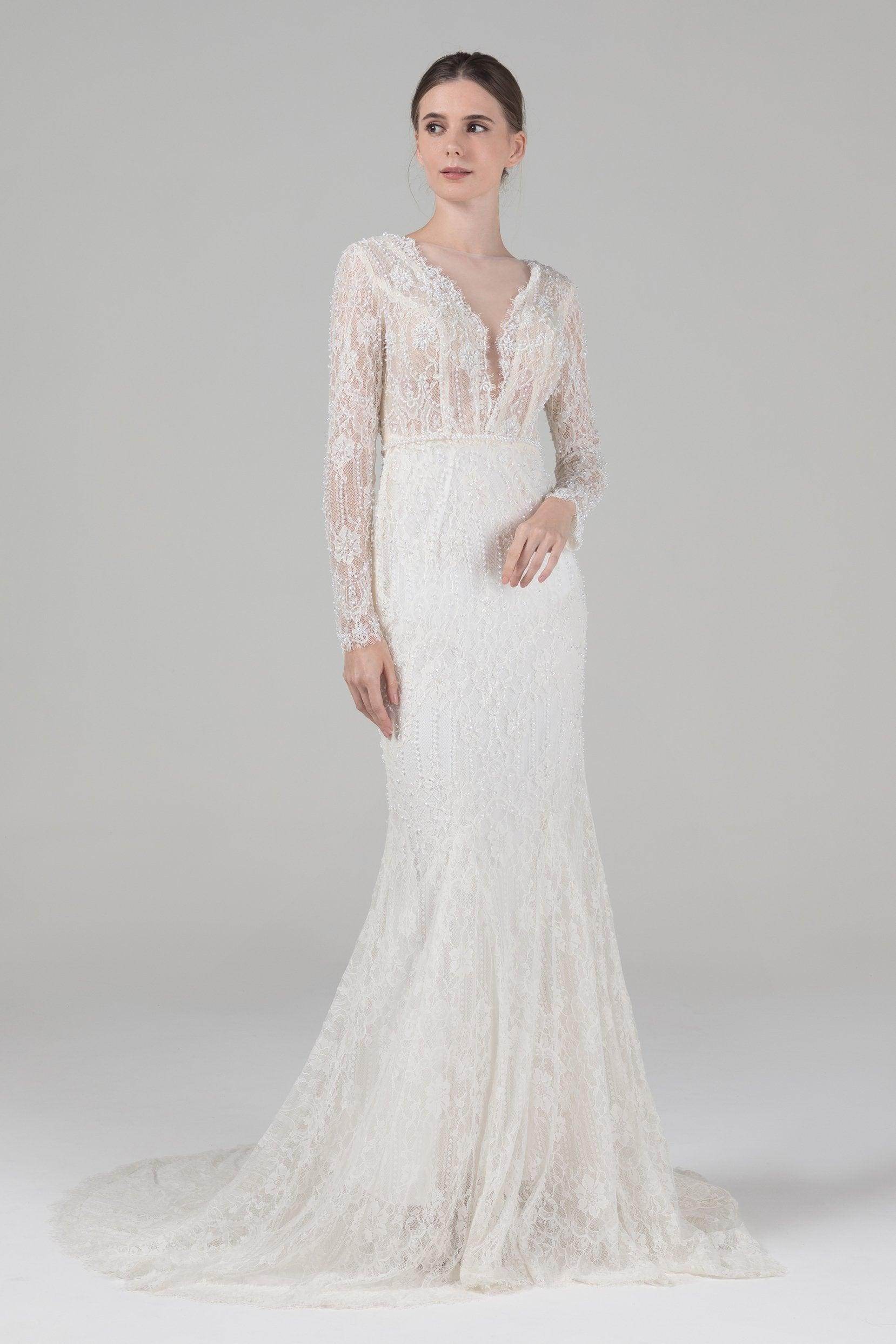 Mermaid Court Train Lace Wedding Dress CW2579