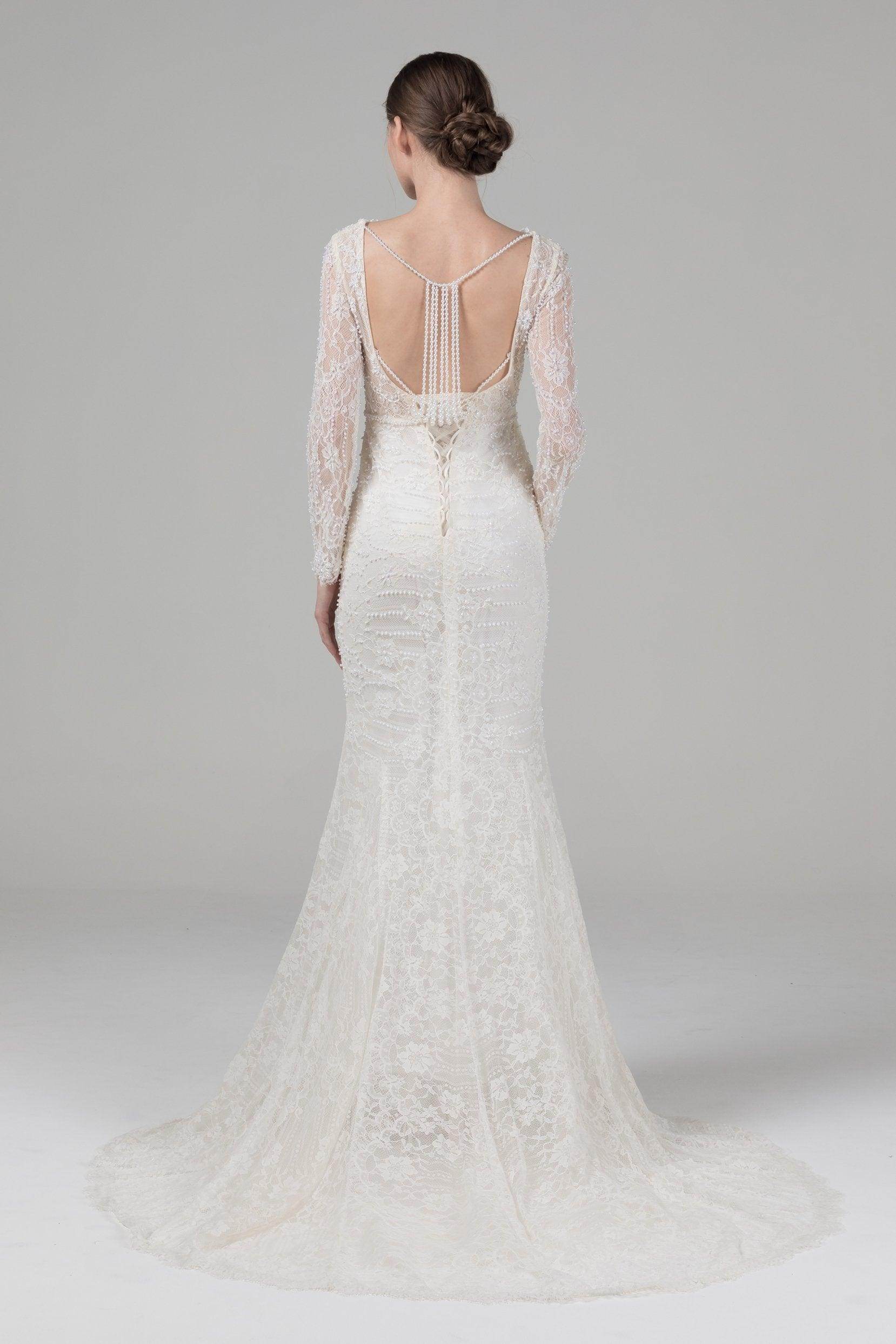 Mermaid Court Train Lace Wedding Dress CW2579