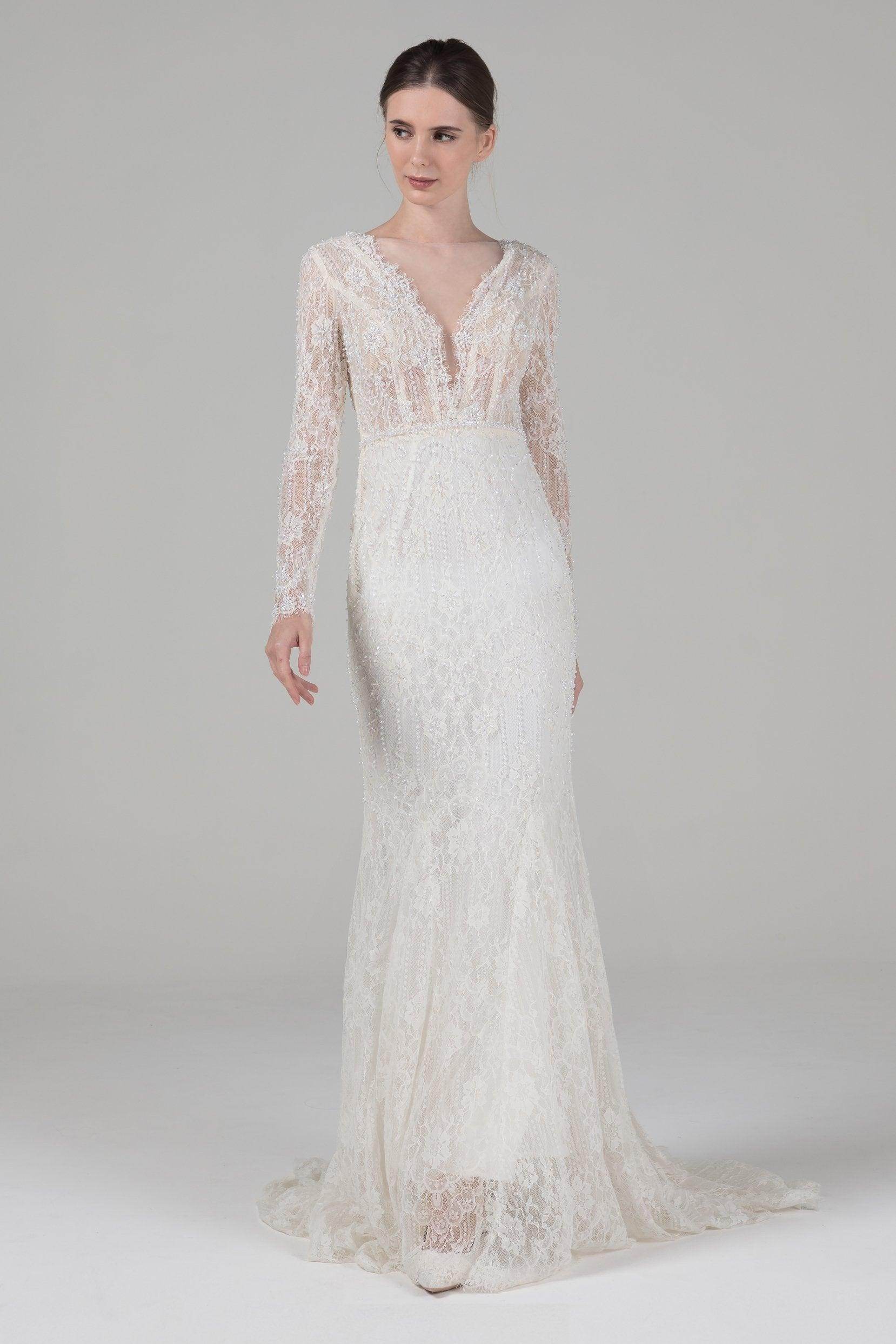 Mermaid Court Train Lace Wedding Dress CW2579