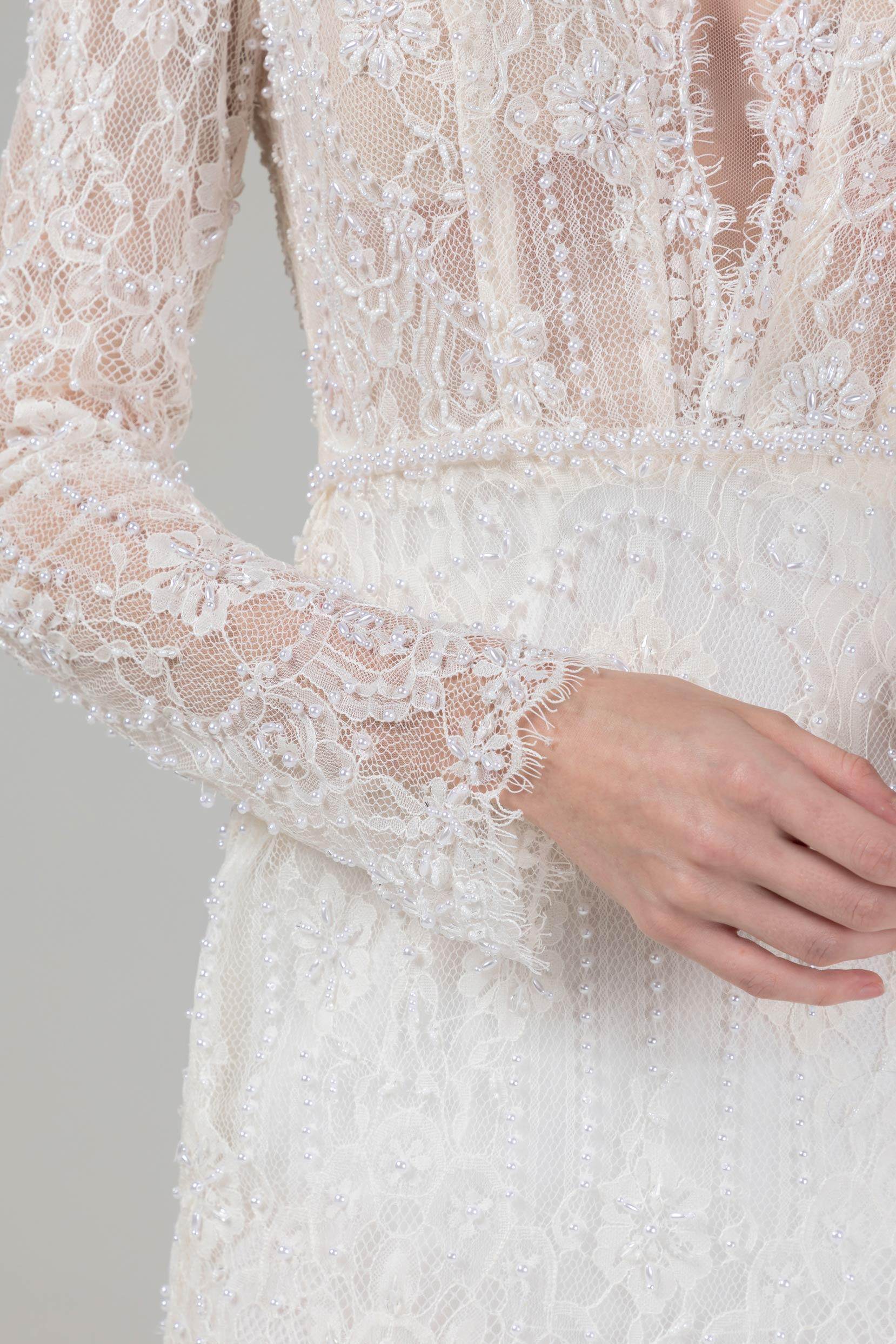 Mermaid Court Train Lace Wedding Dress CW2579