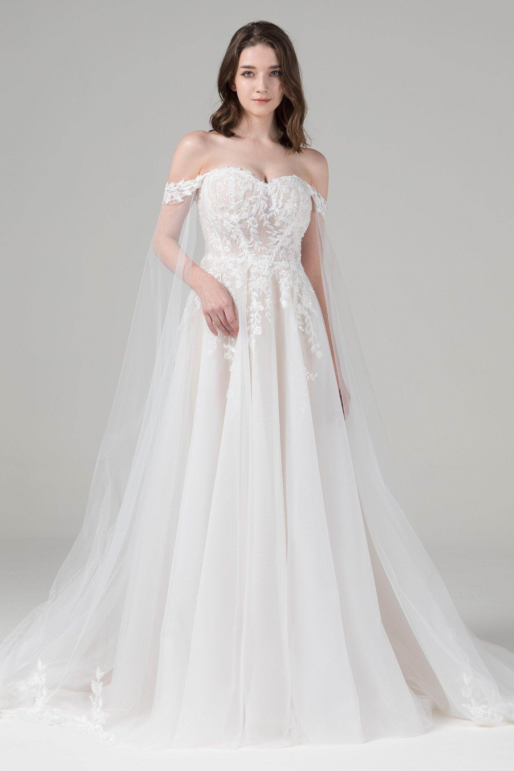 A-Line Court Train Tulle Lace Wedding Dress CW2584