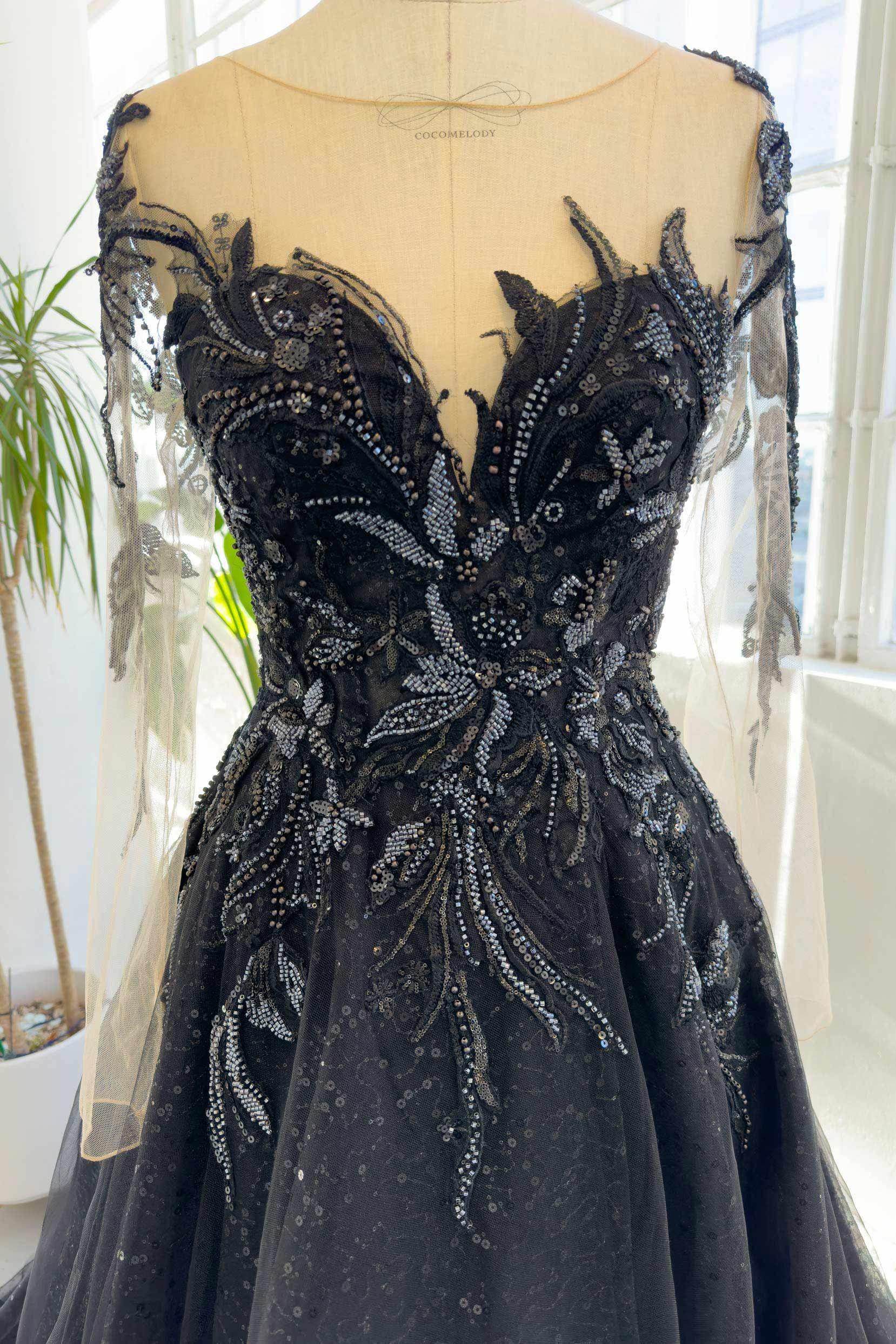 A-Line Court Train Sparkle Tulle Wedding Dress CW3010