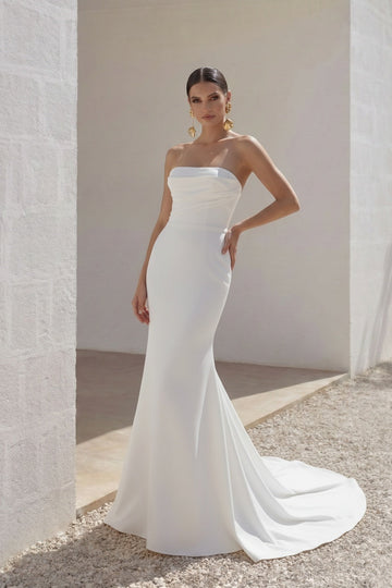 Trumpet-Mermaid Chapel Train Elastic Cloth Wedding Dress CW3246