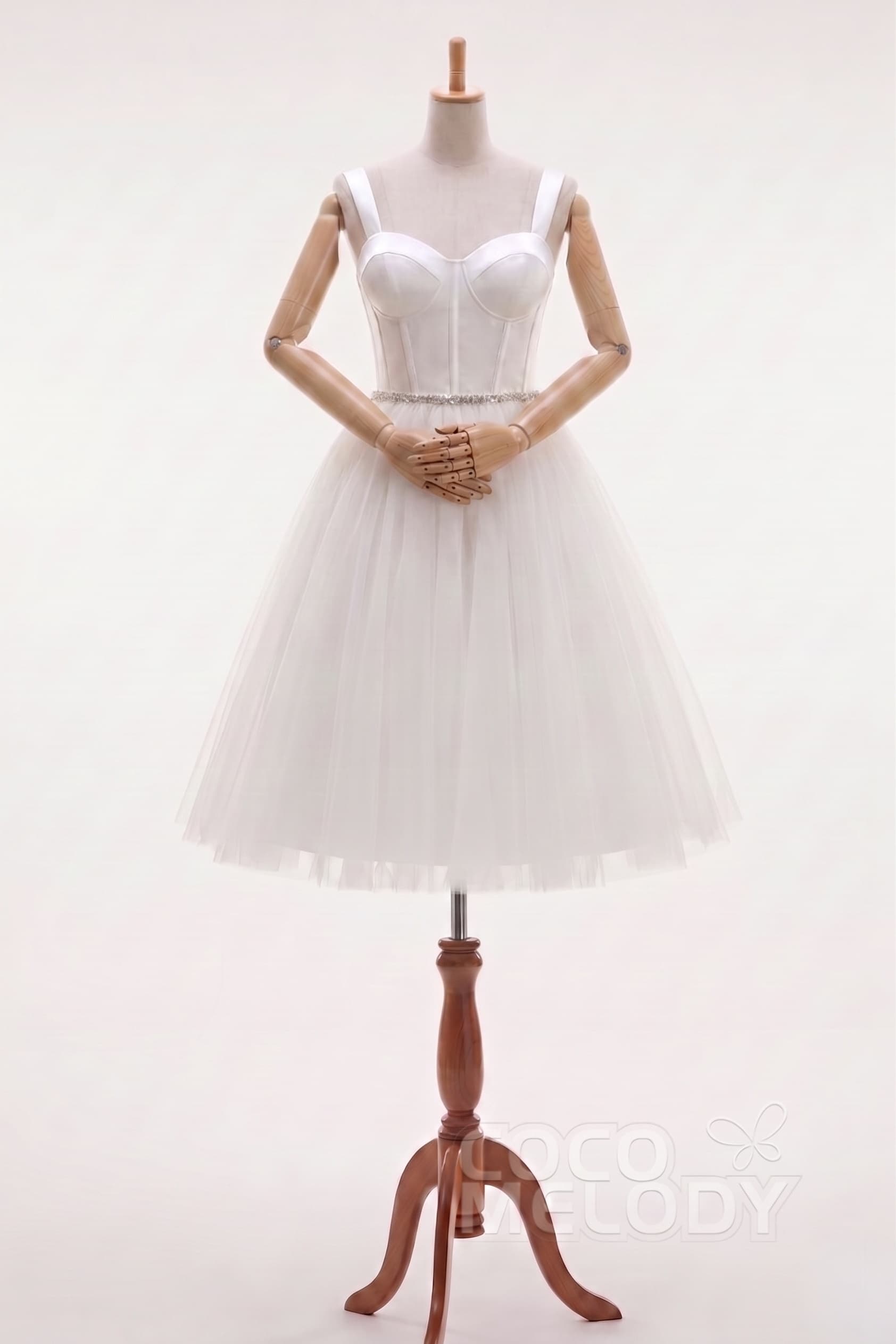 Sweetheart Beaded Tulle Short-Mini Little White Dress CW3381