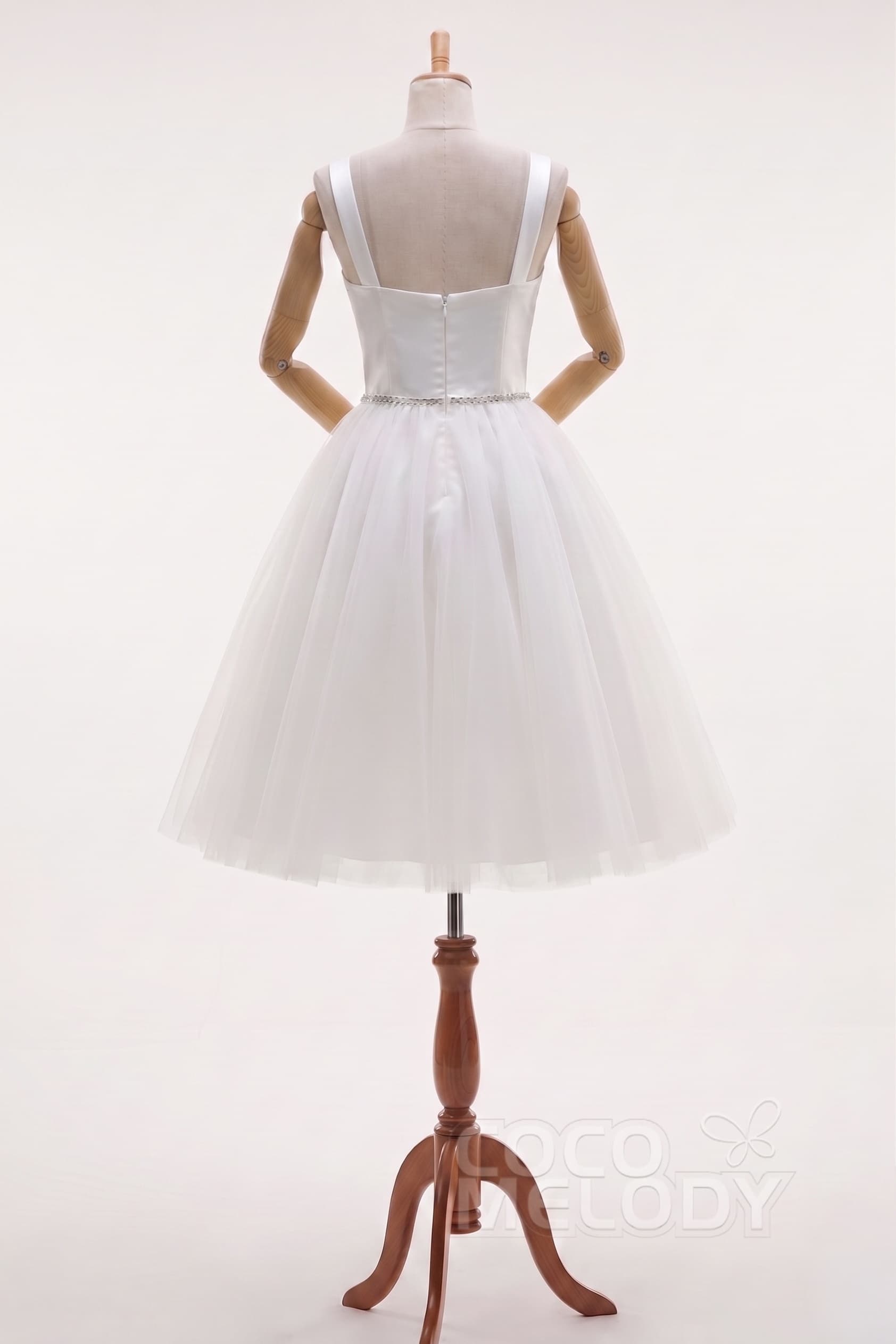 Sweetheart Beaded Tulle Short-Mini Little White Dress CW3381