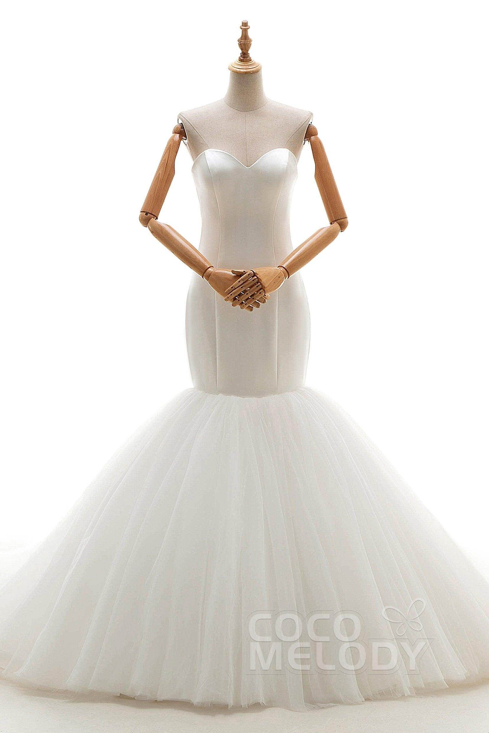 Trumpet-Mermaid Chapel Train Tulle Wedding Dress CWLT16008