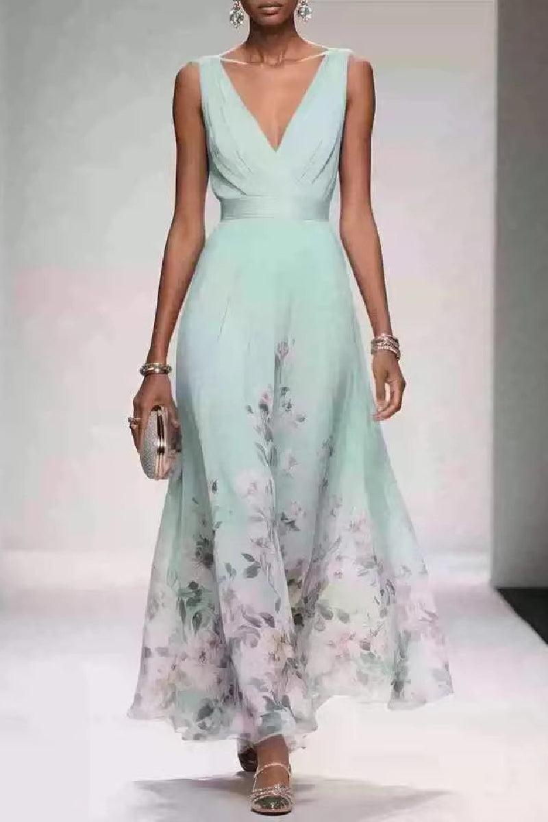 A-Line Tea Length Chiffon Wedding Guest Dress 922638194251