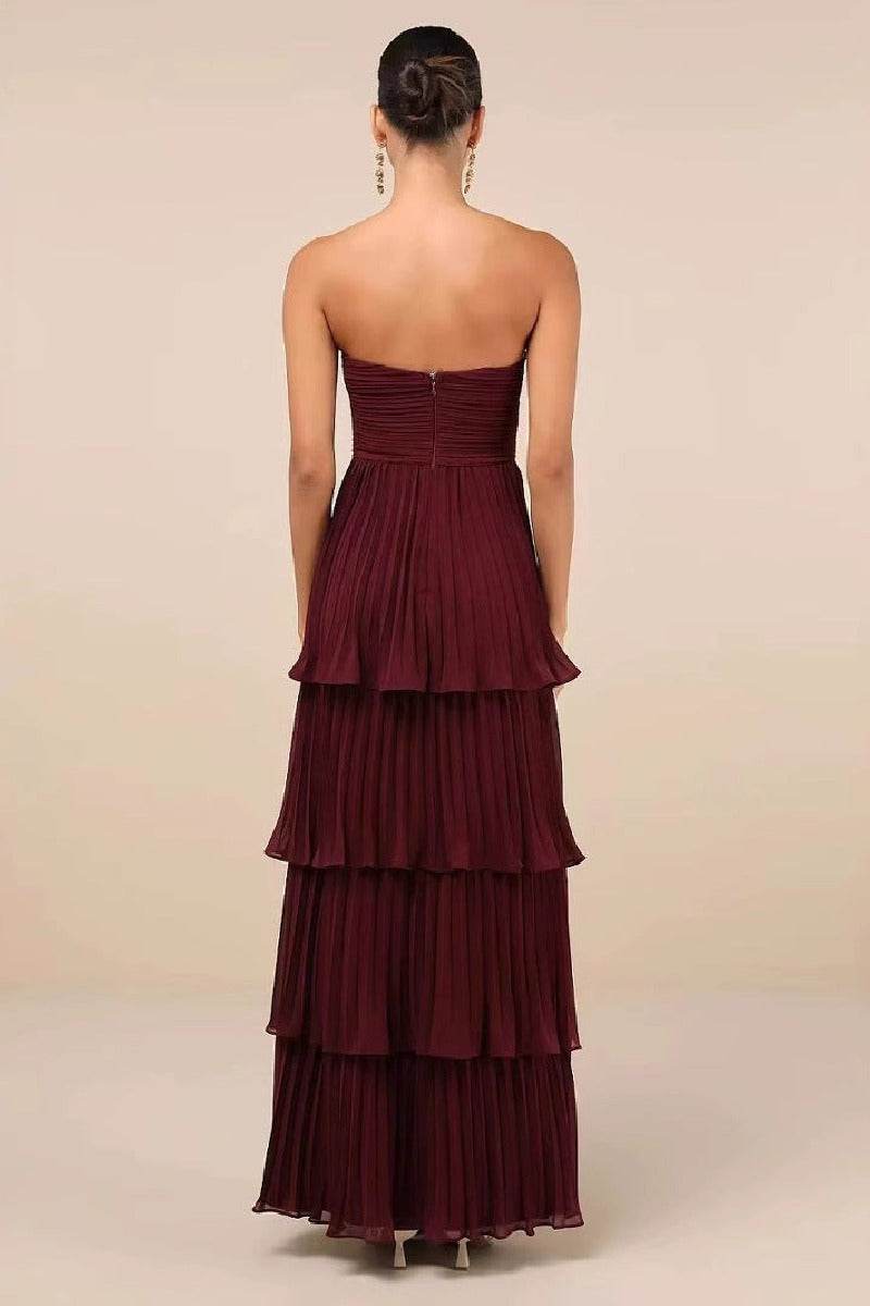 A-line Maxi Pleated Satin Formal Evening Dresses 847845179738