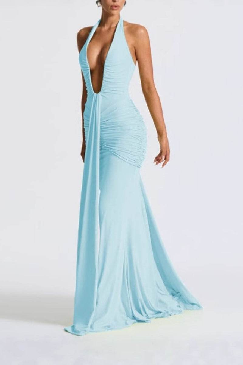 Mermaid	Maxi Knitted Semi Formal Wedding Guest Dresses 917018224683
