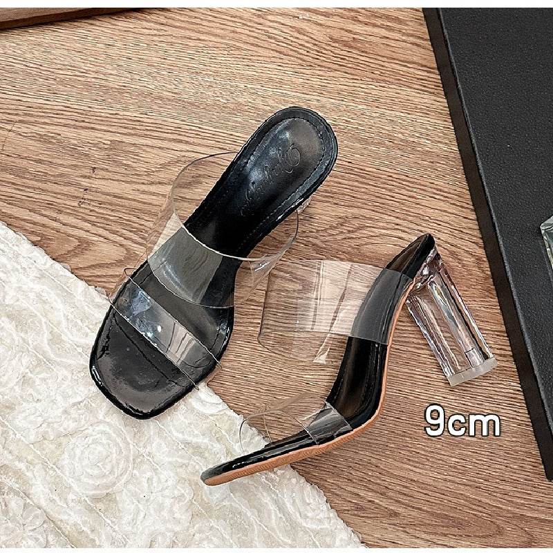 Chunky-heeled transparent sandals 718875447541