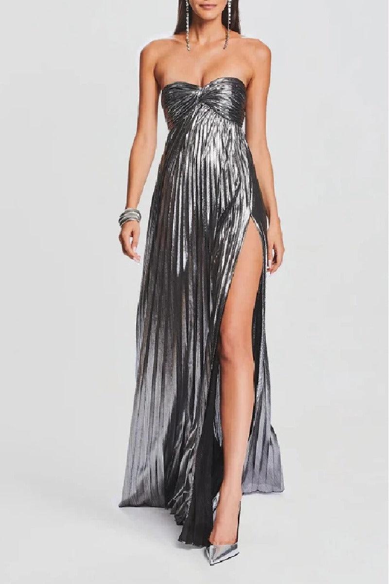 A-Line Floor Length Bronzing Fabric Wedding Guest Dress 971542045191