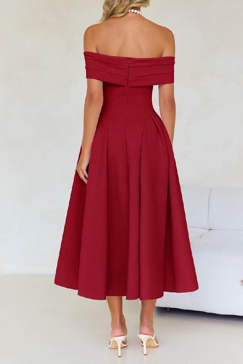 A-Line Midi Satin Formal Wedding Guest Dresses B0DS8NJRR3