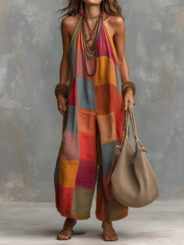 Adelyn - Patchwork Halter Jumpsuit